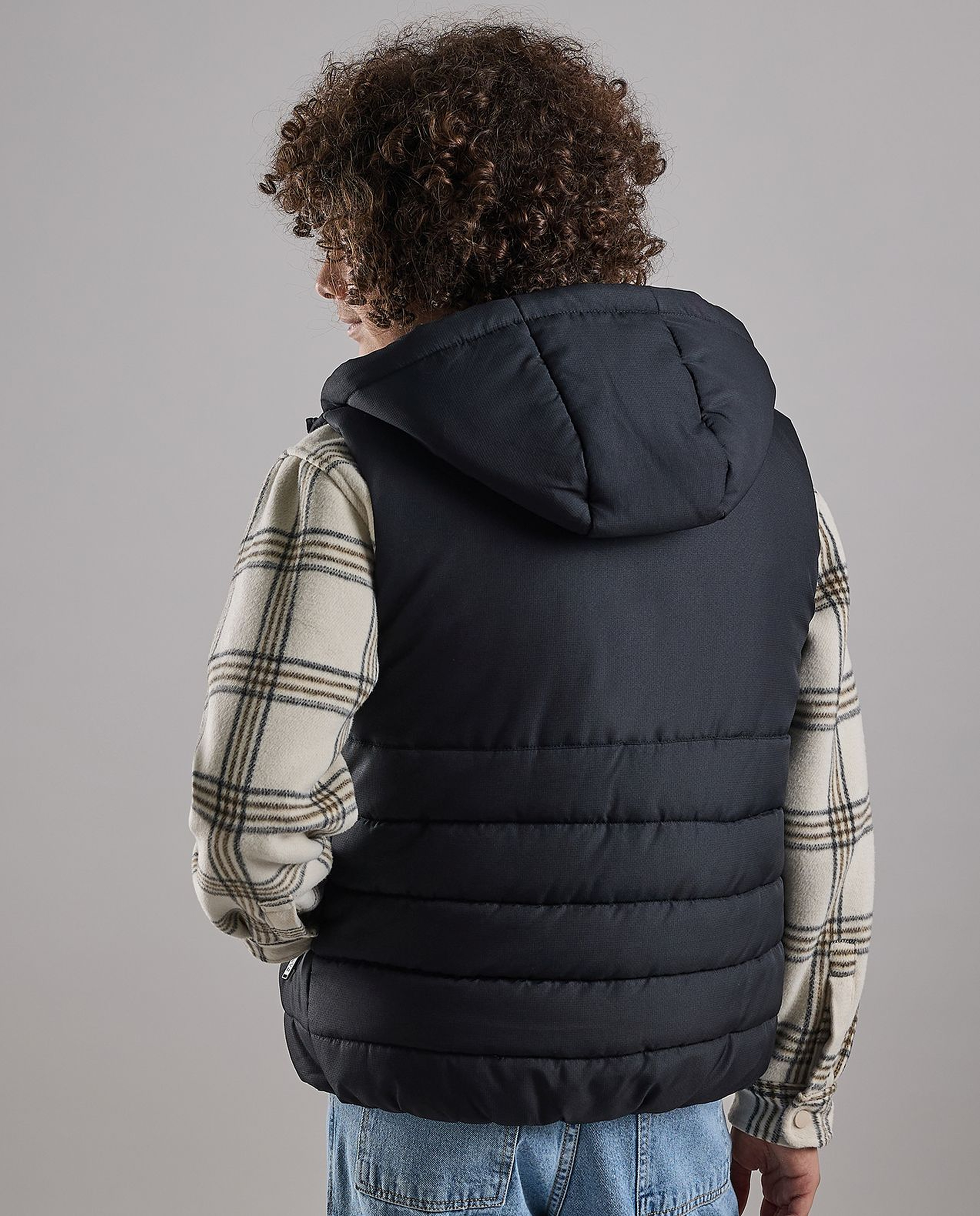 Quilted Hooded Gilet with Zipper Closure