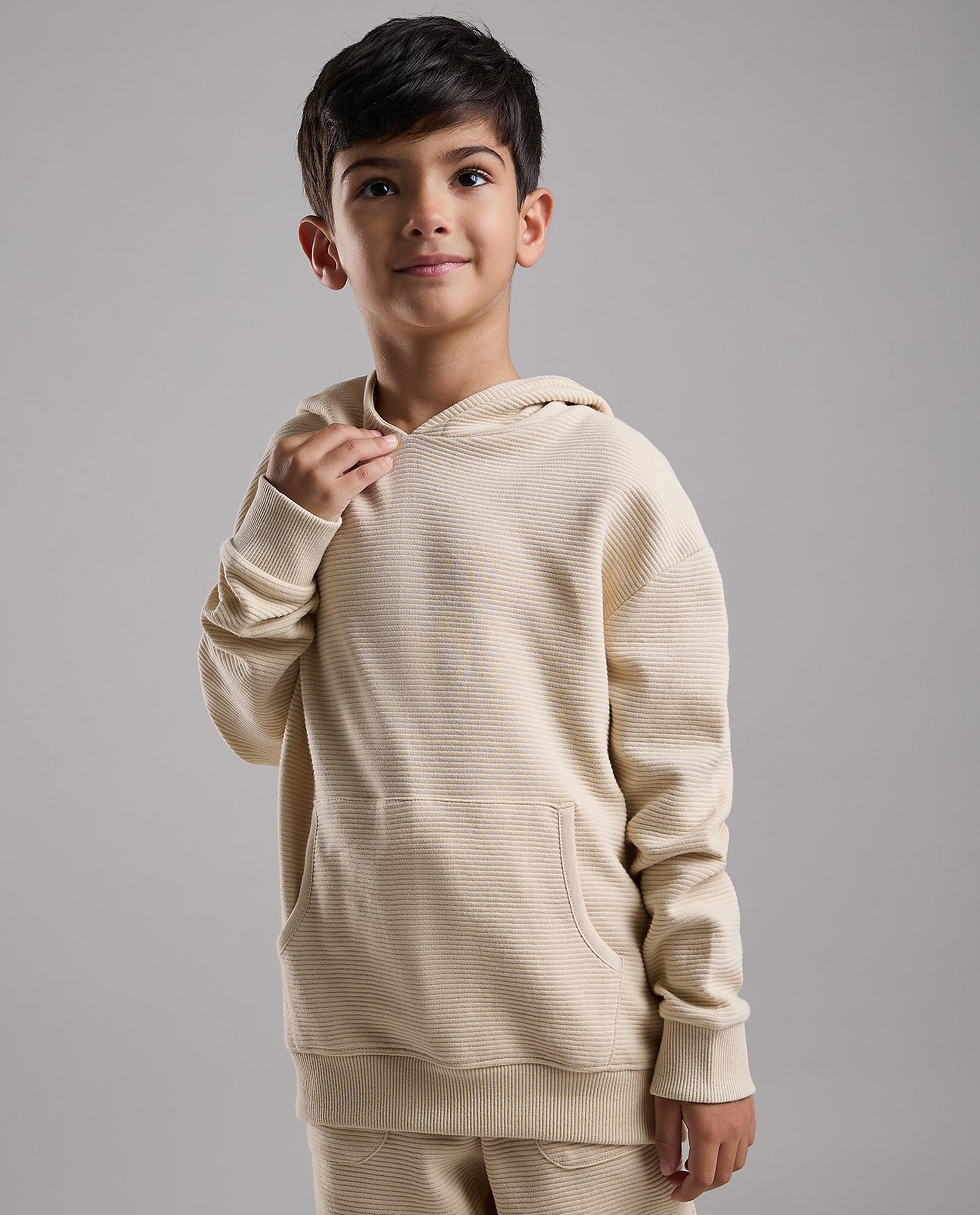 Solid Hoodie with Long Sleeves