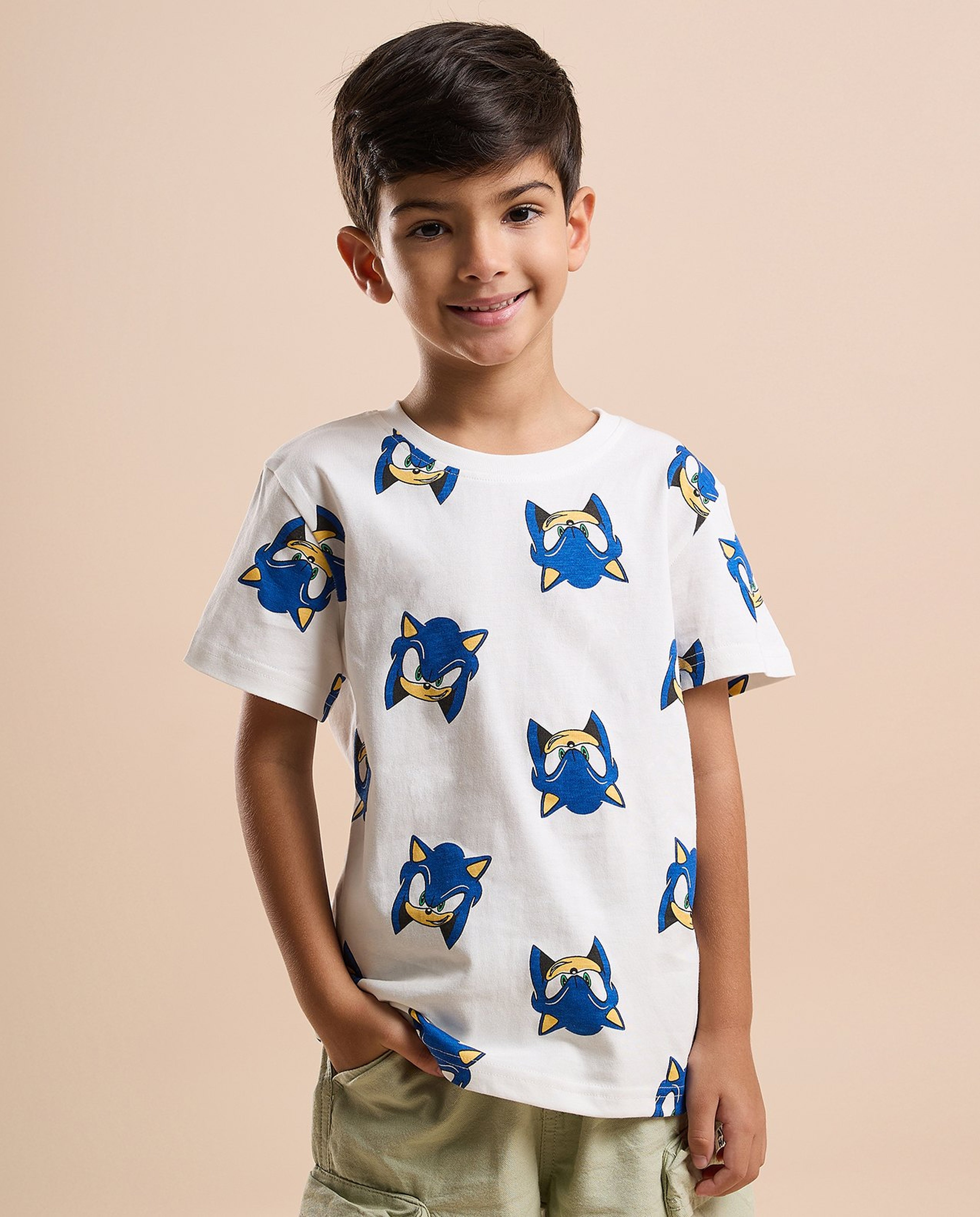 2 Pack Sonic Print T-Shirts with Short Sleeves