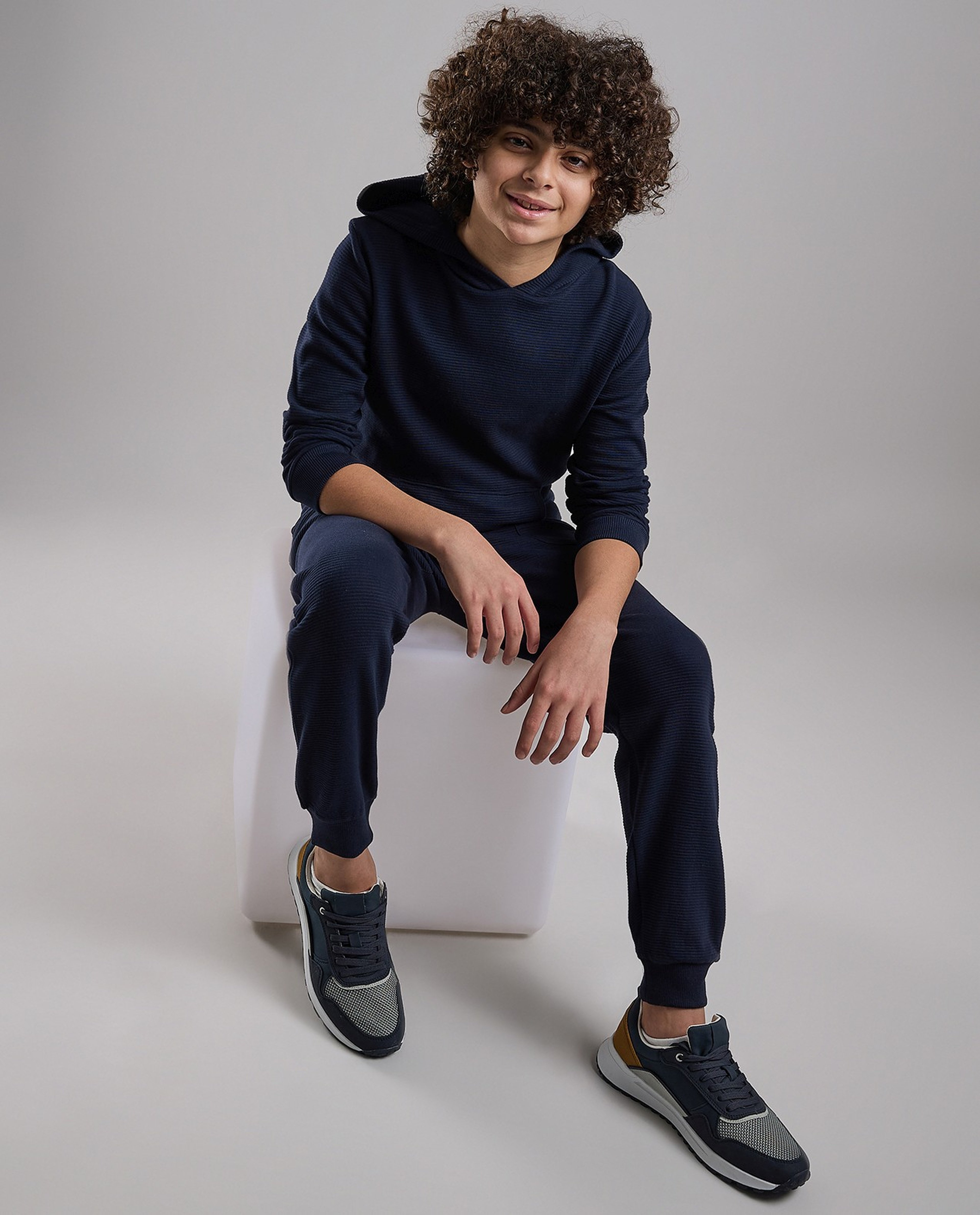 Solid Hoodie with Long Sleeves