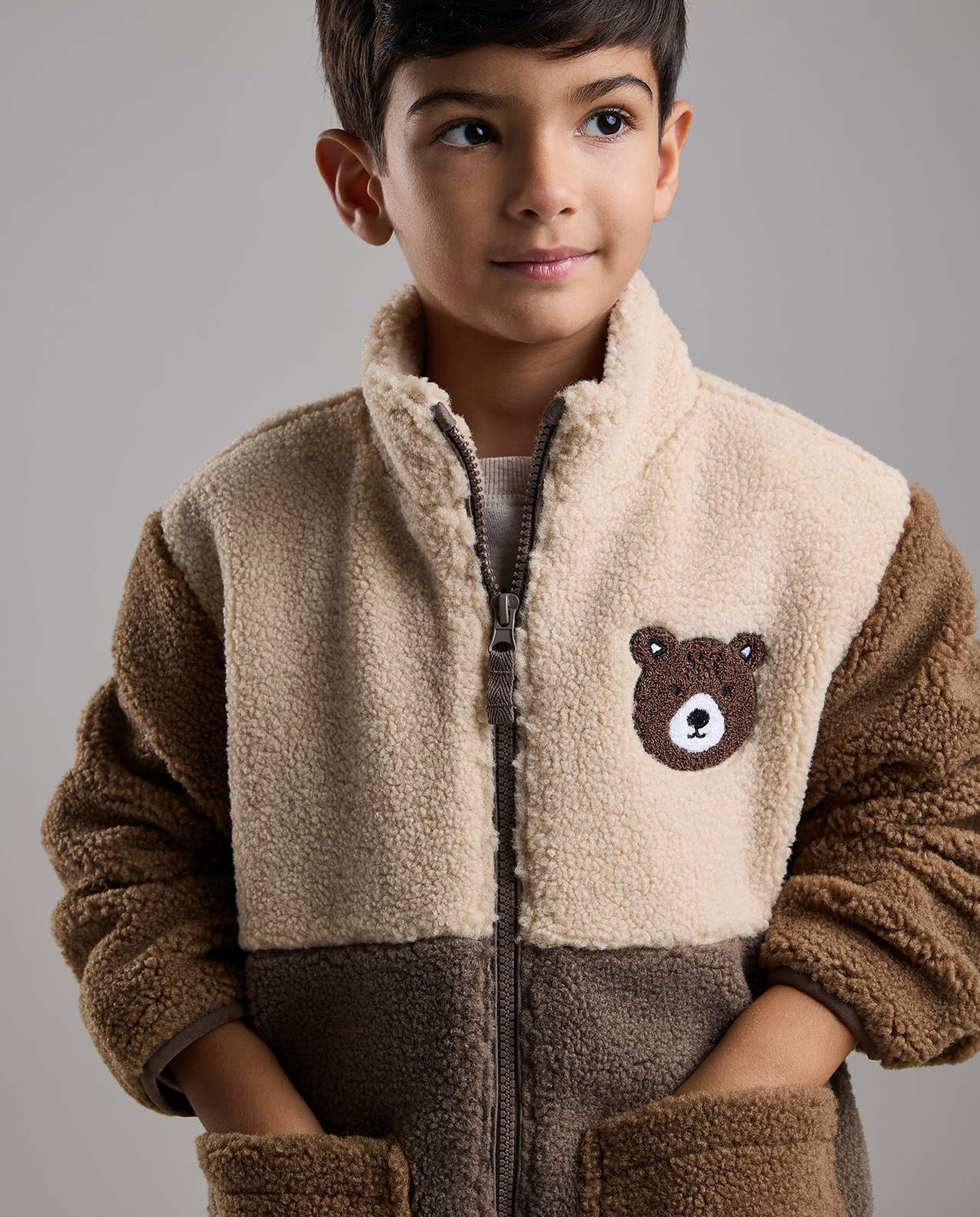 Color Block Jacket with Zipper Closure