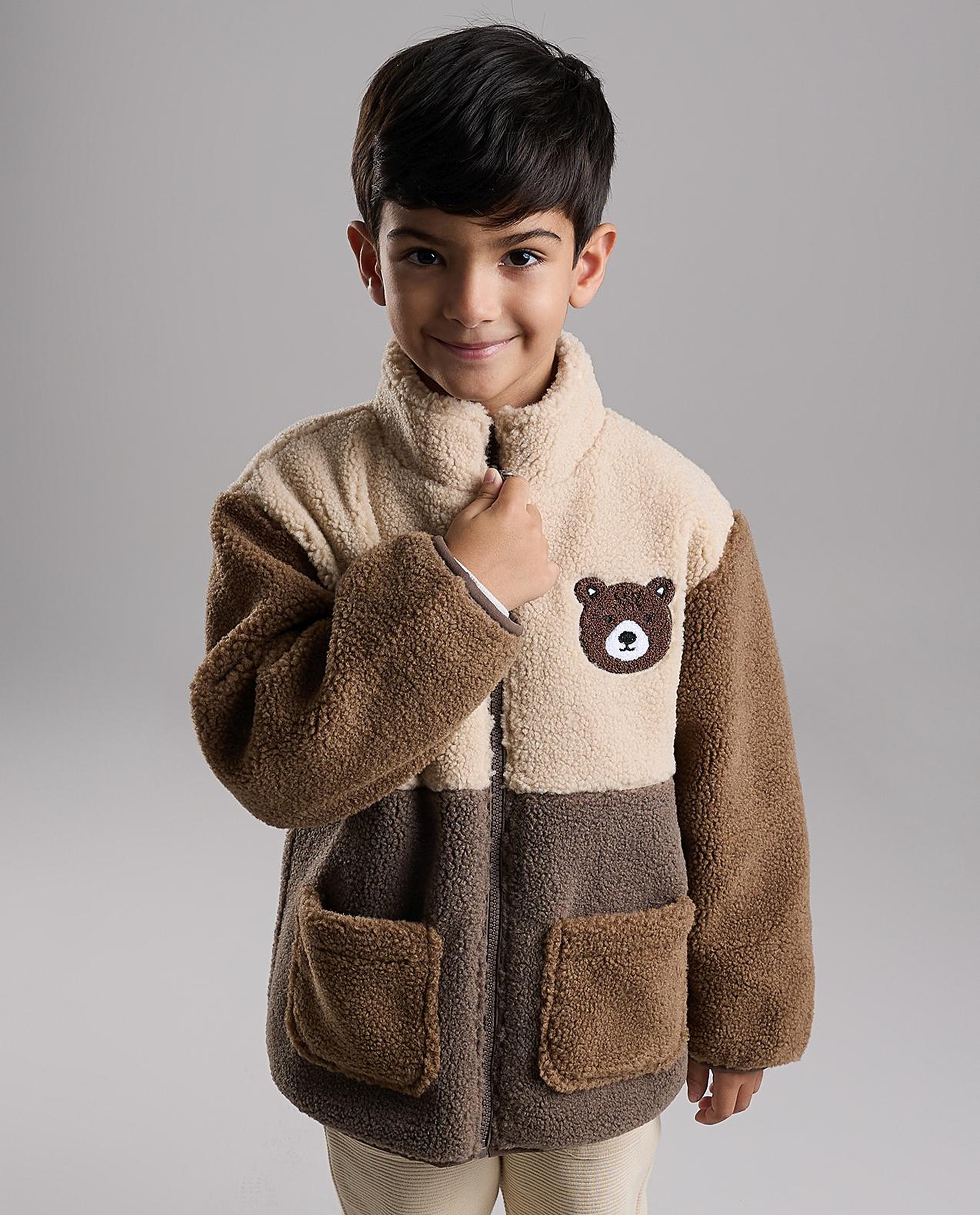 Color Block Jacket with Zipper Closure