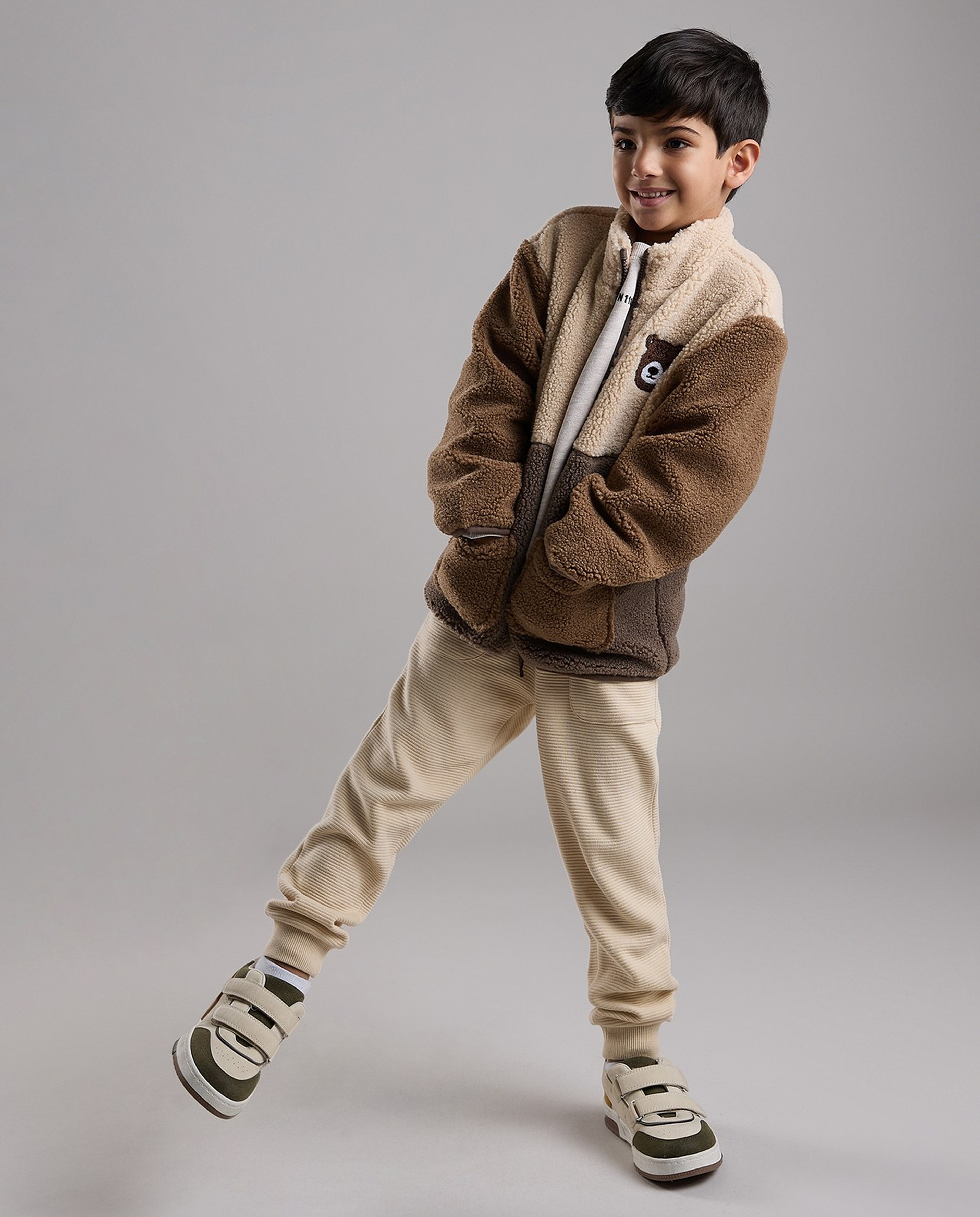 Color Block Jacket with Zipper Closure