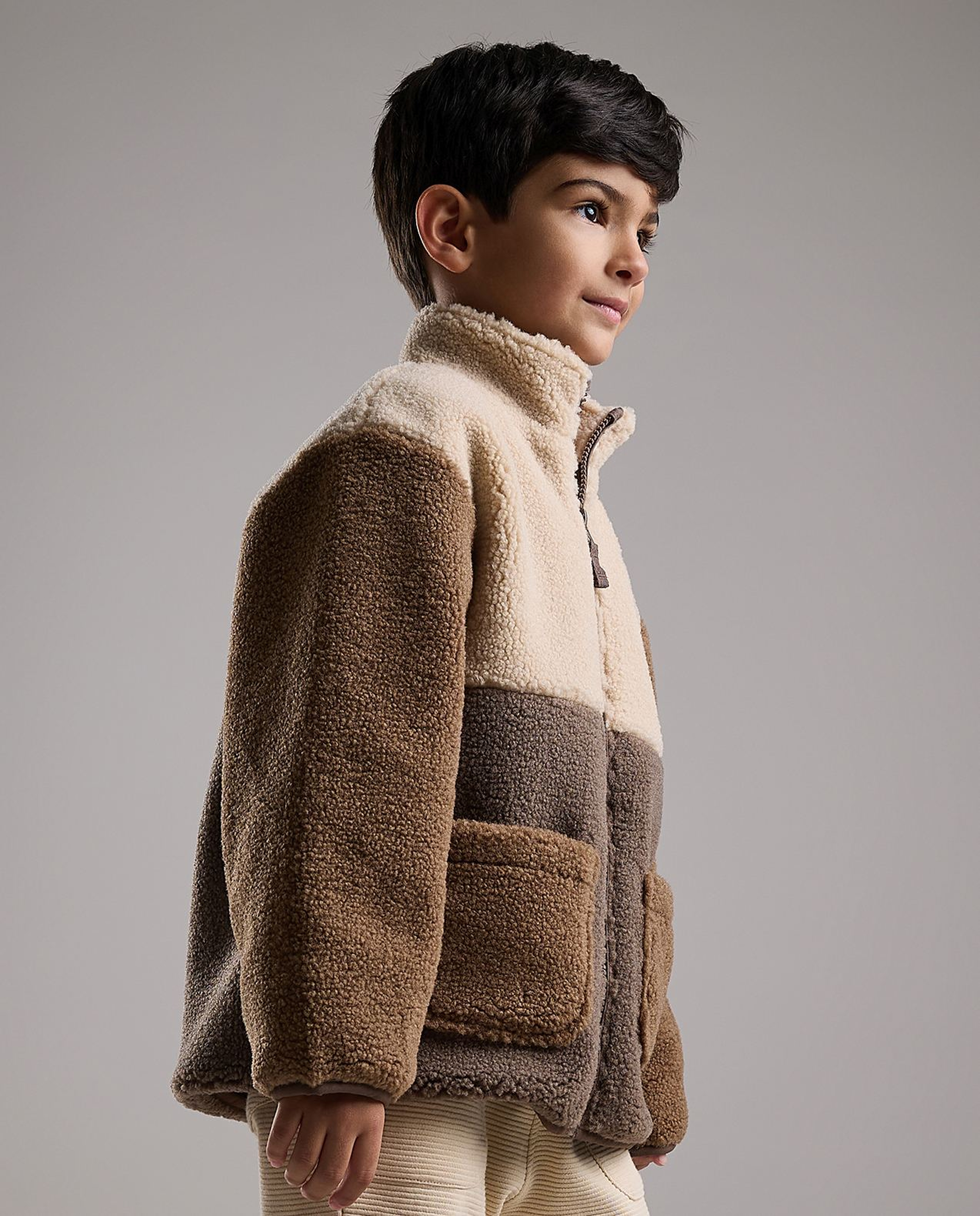 Color Block Jacket with Zipper Closure