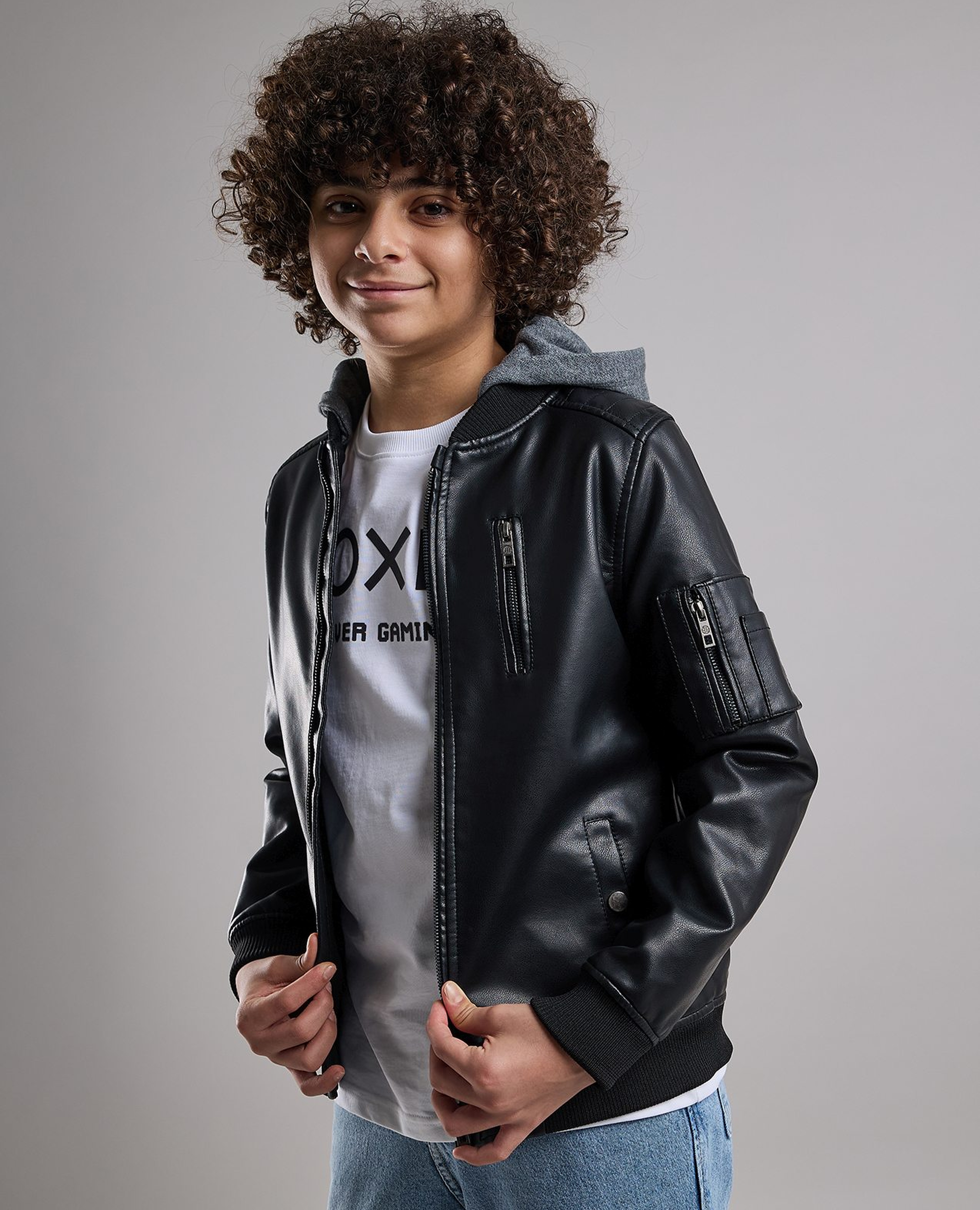 Solid Hooded Jacket with Long Sleeves