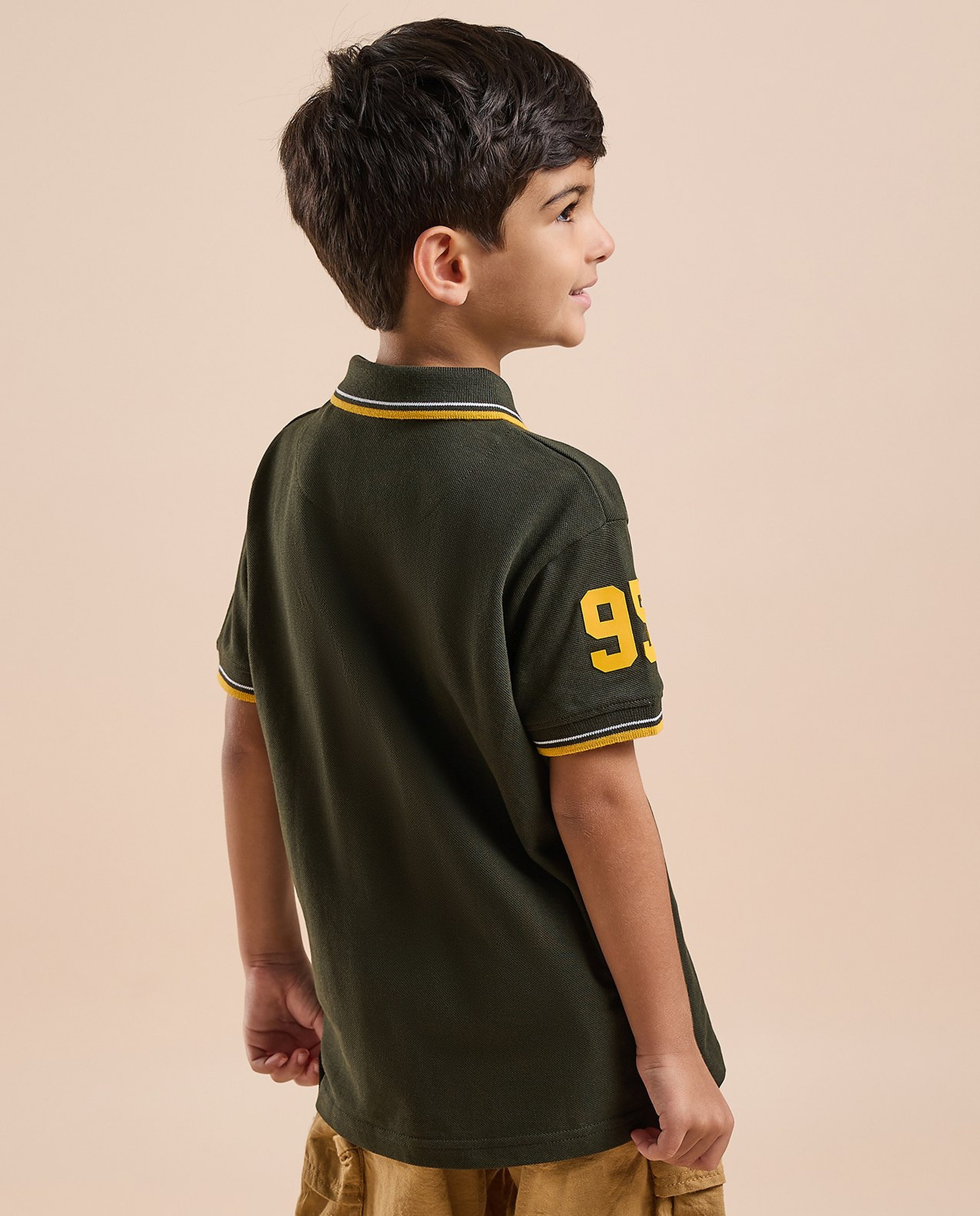 Print Detail Polo T-Shirt with Short Sleeves