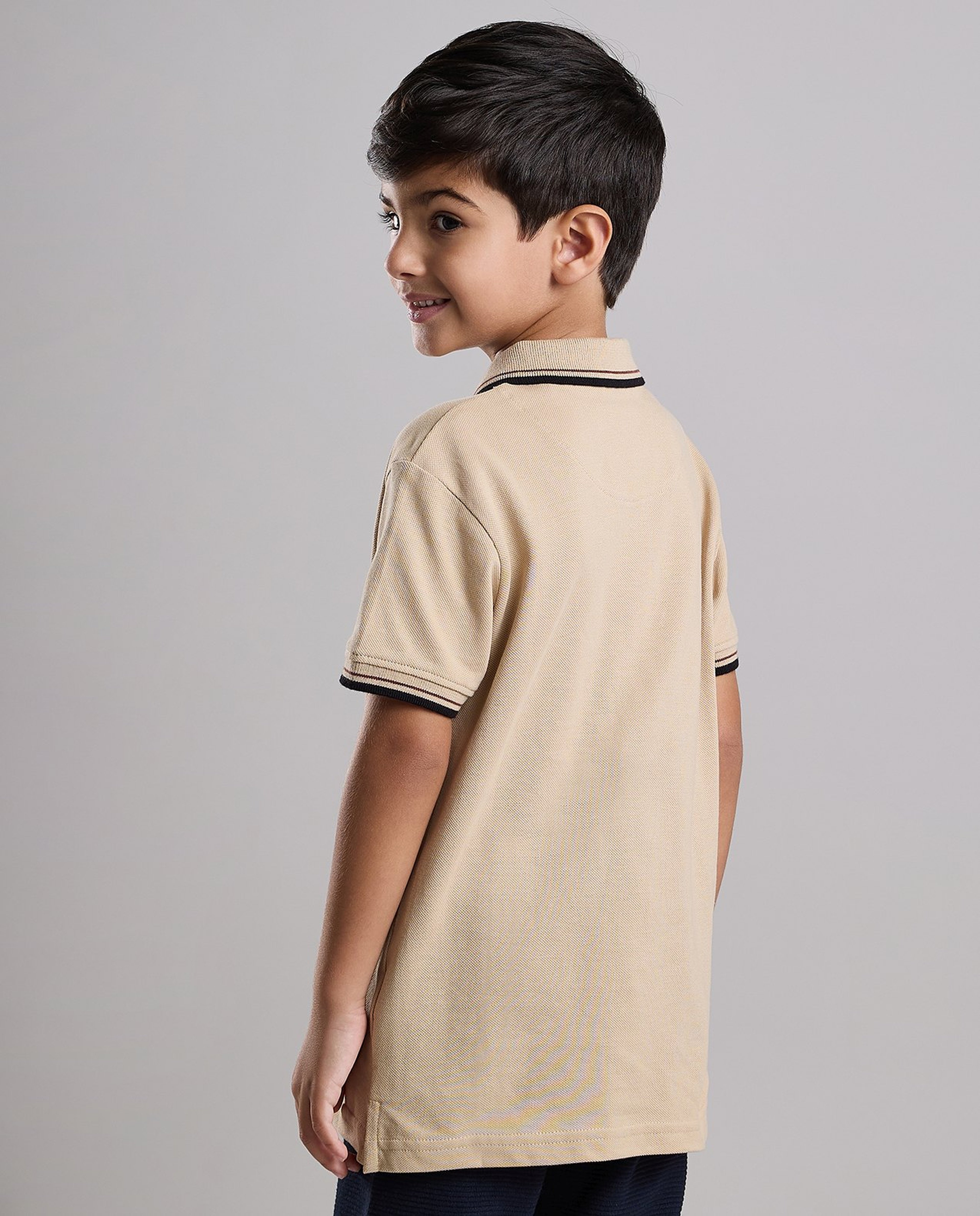 Print Detail Polo T-Shirt with Short Sleeves