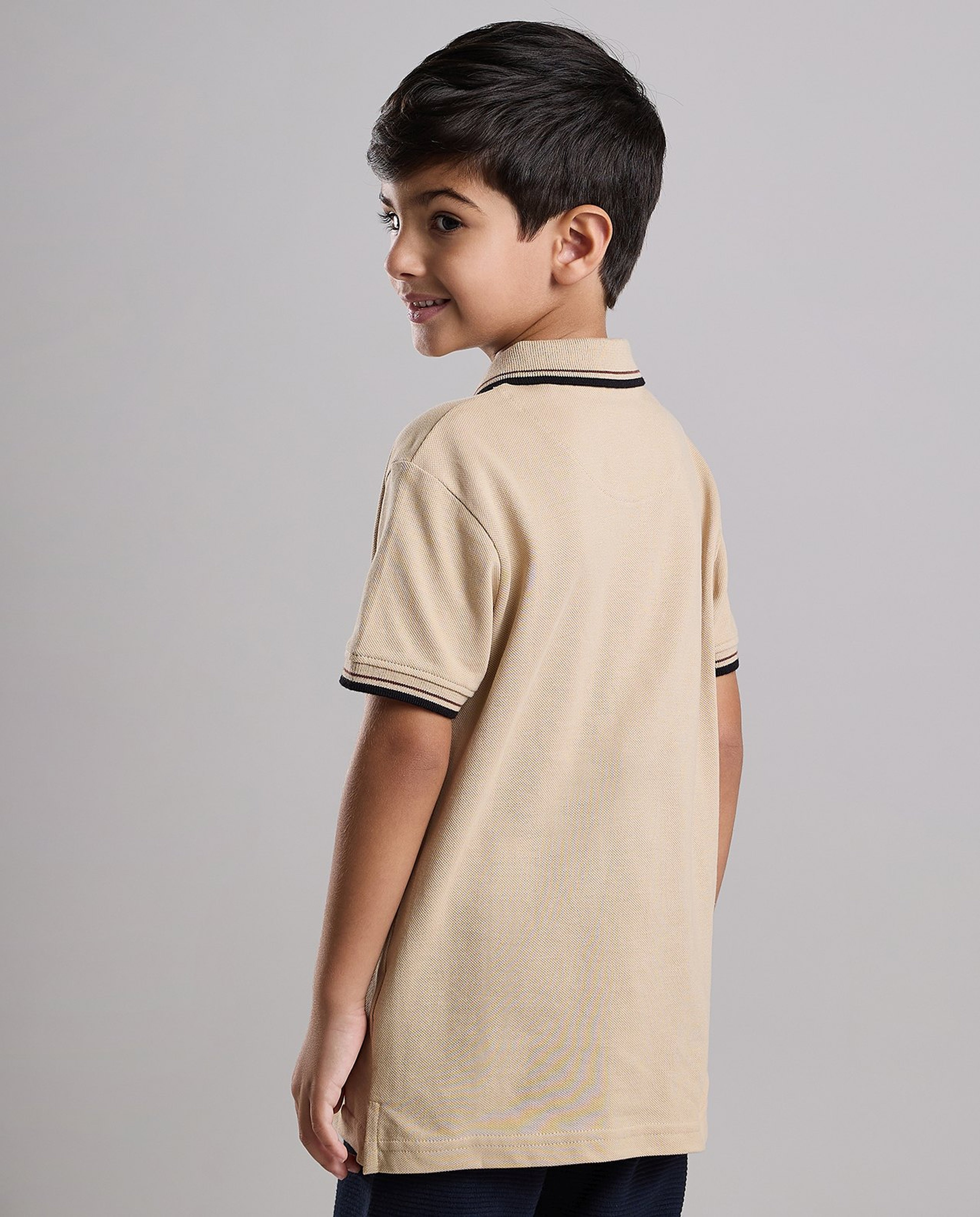 Print Detail Polo T-Shirt with Short Sleeves