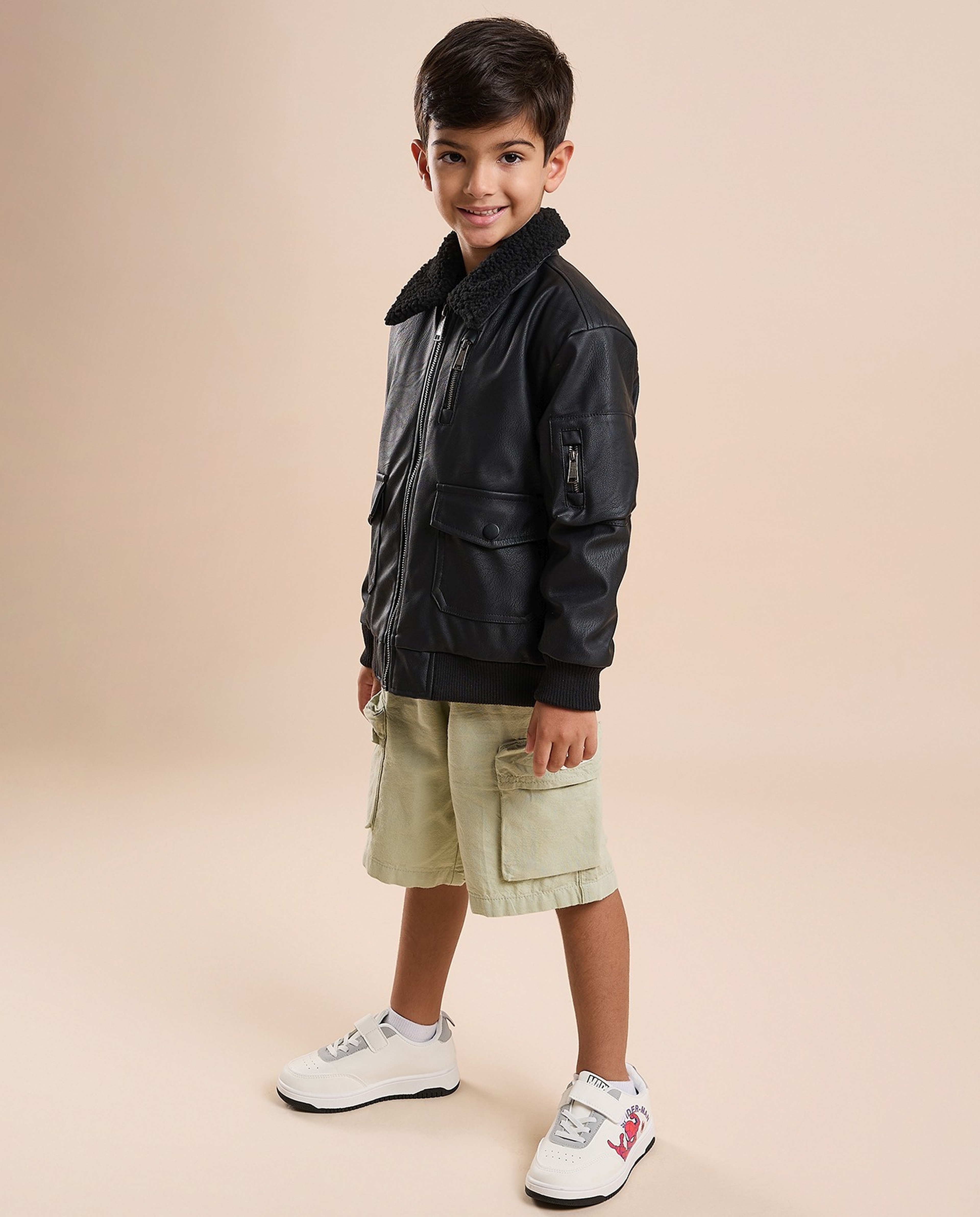 Textured Jacket with Zipper Closure