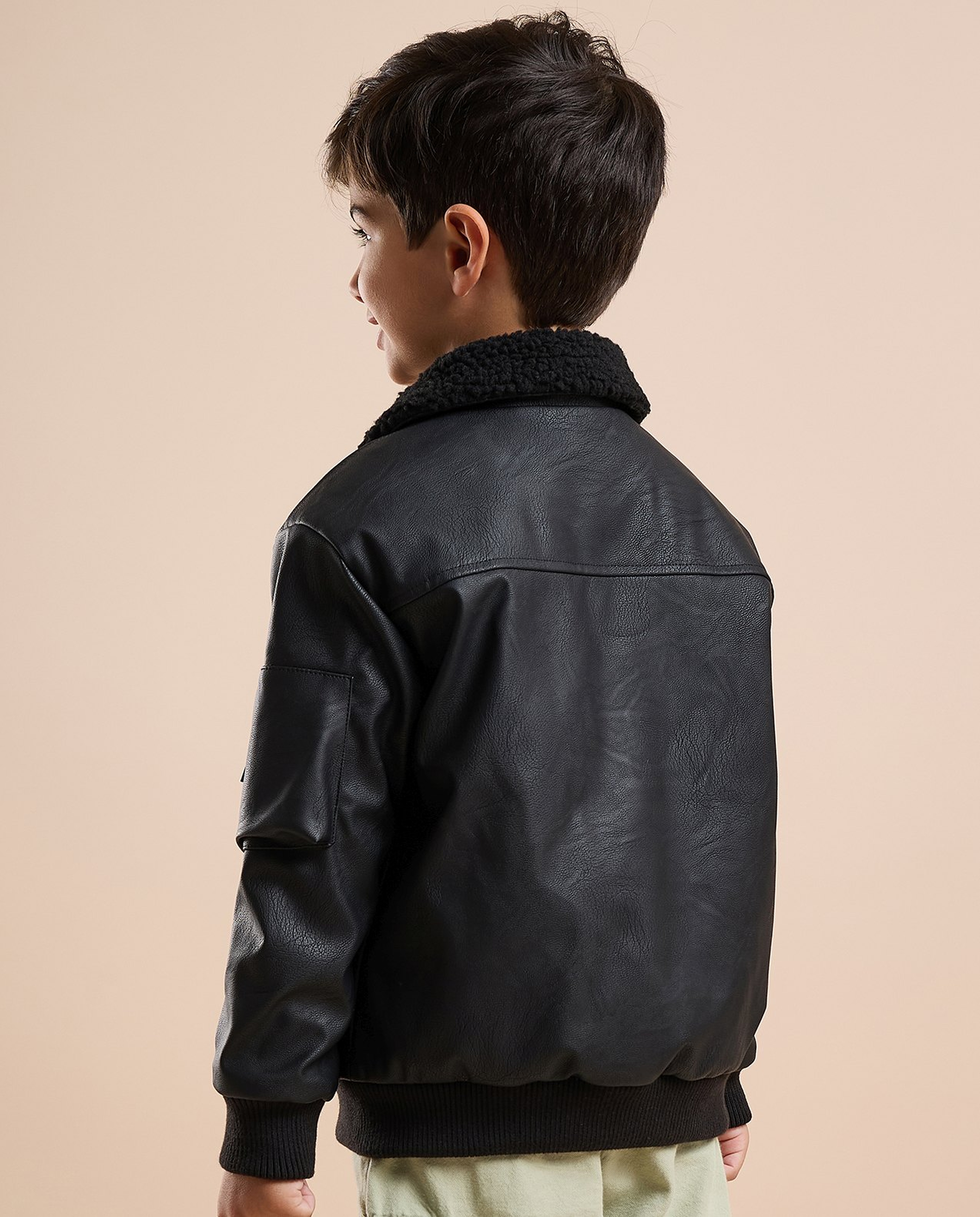 Textured Jacket with Zipper Closure