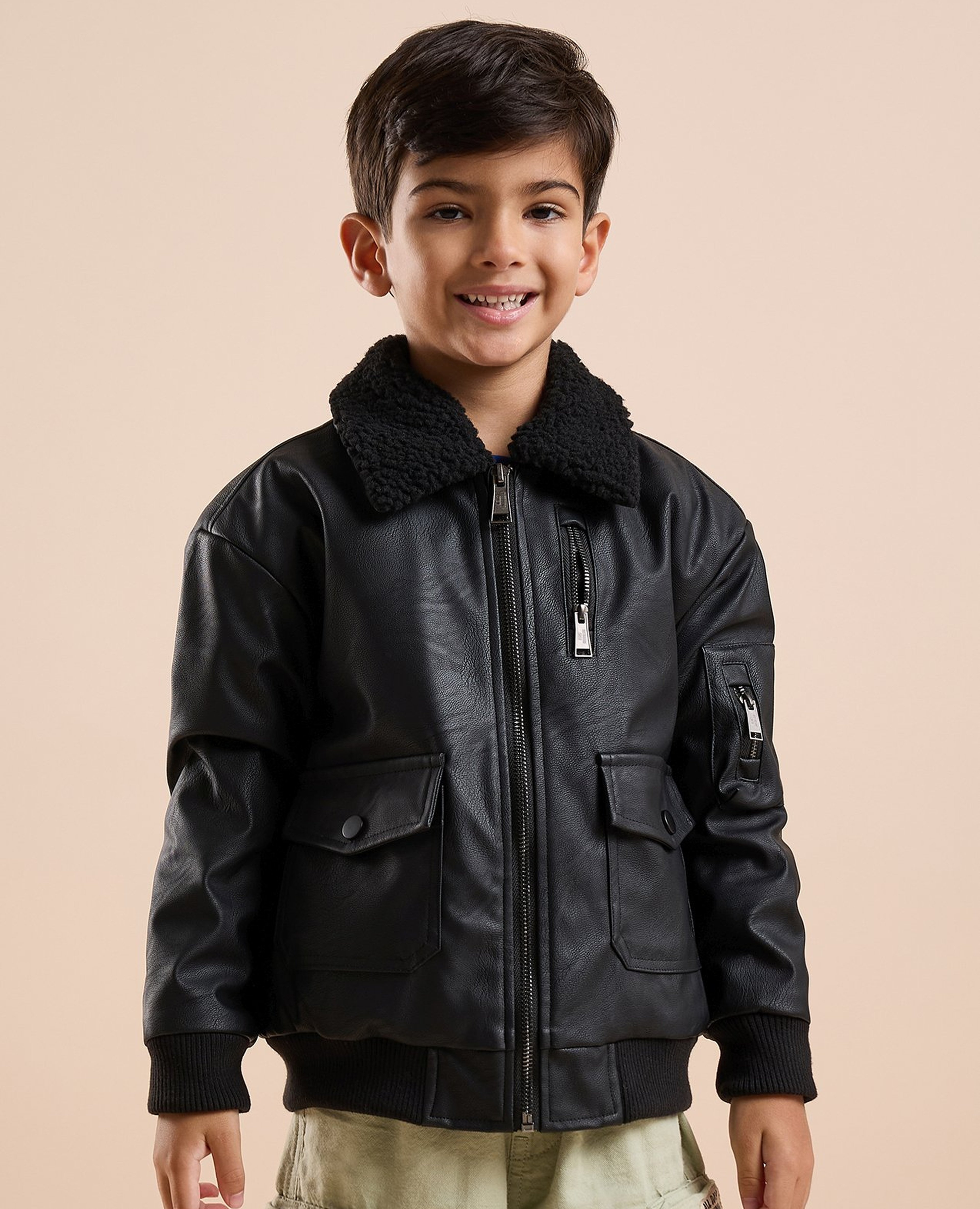 Textured Jacket with Zipper Closure