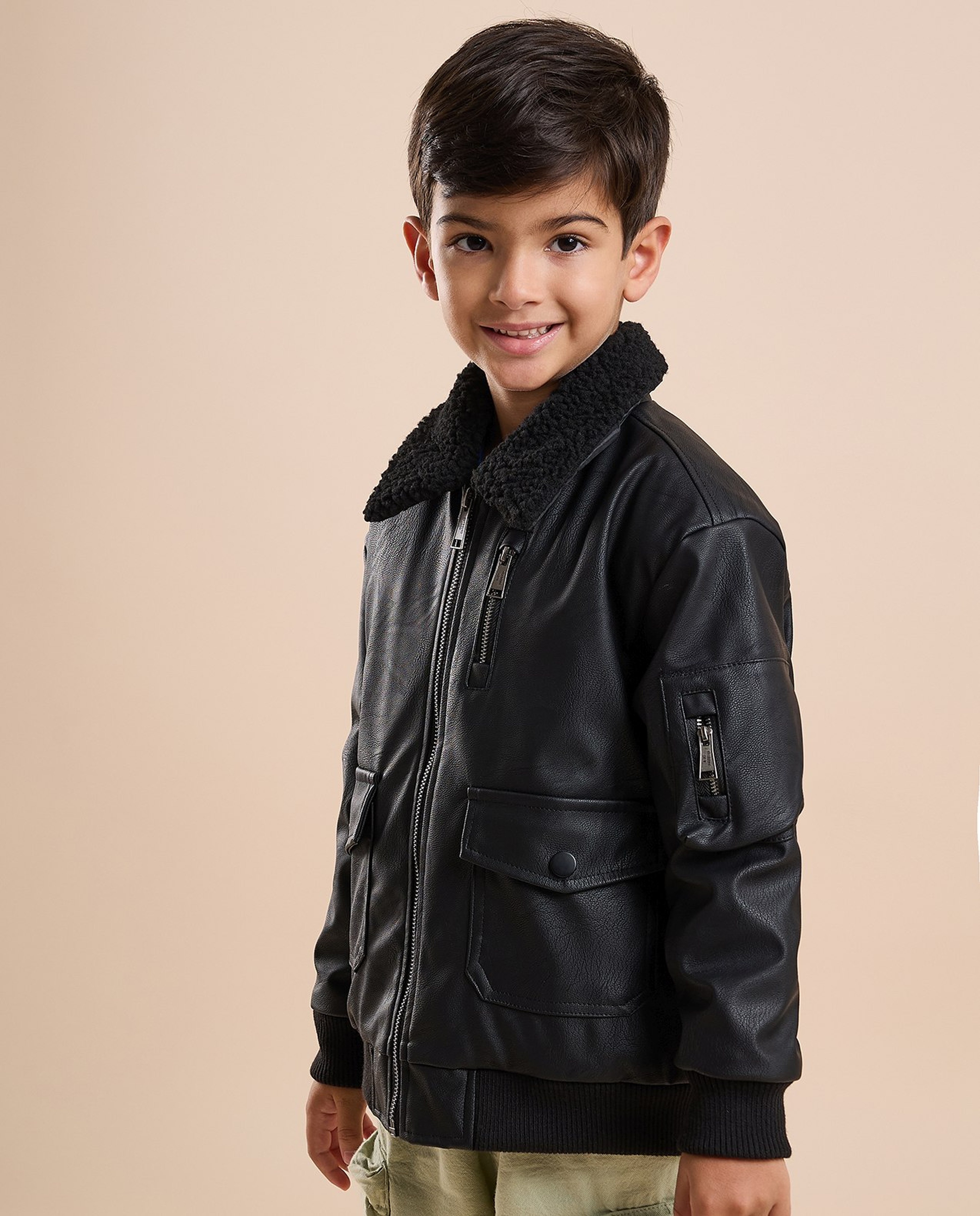 Textured Jacket with Zipper Closure