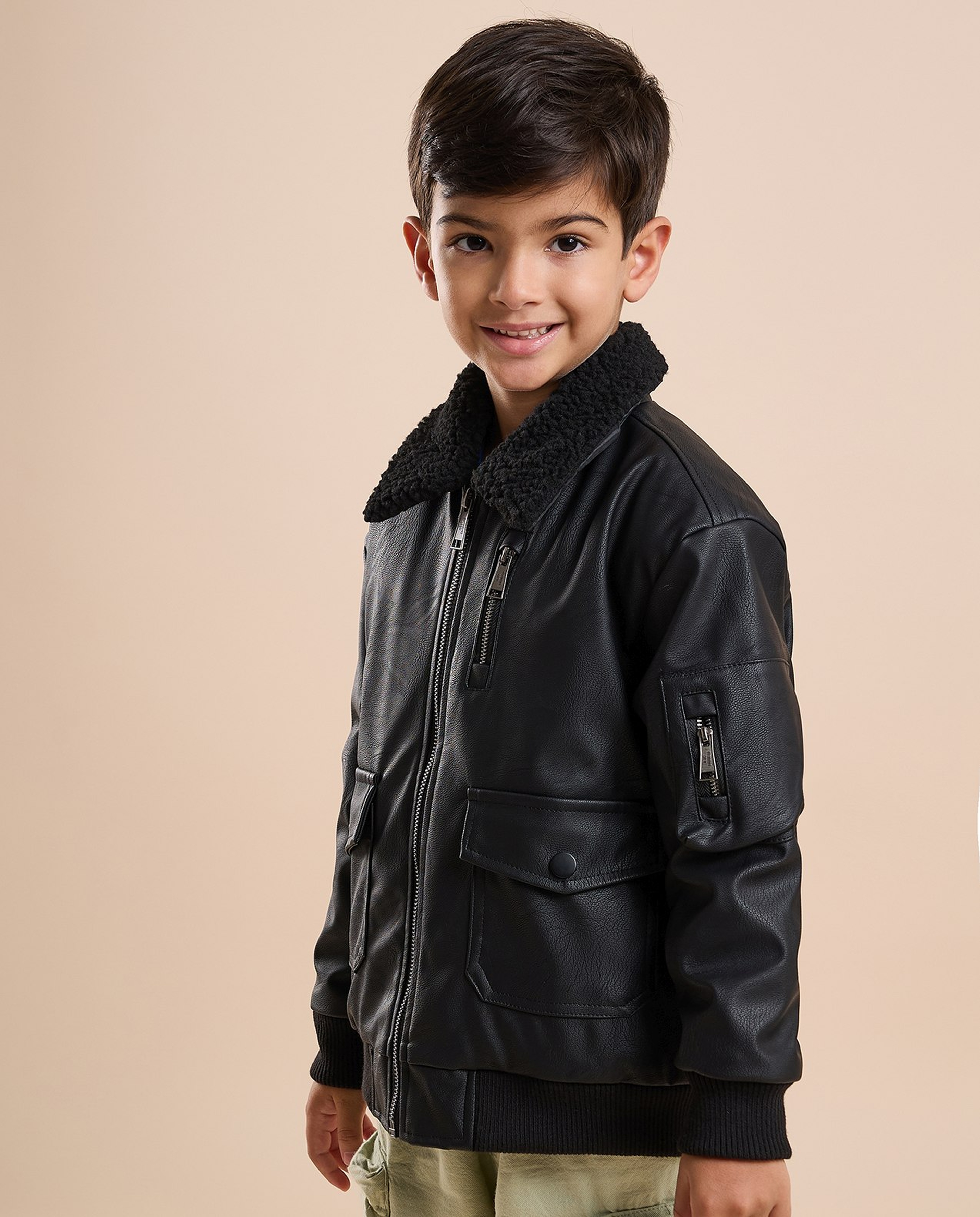 Textured Jacket with Zipper Closure