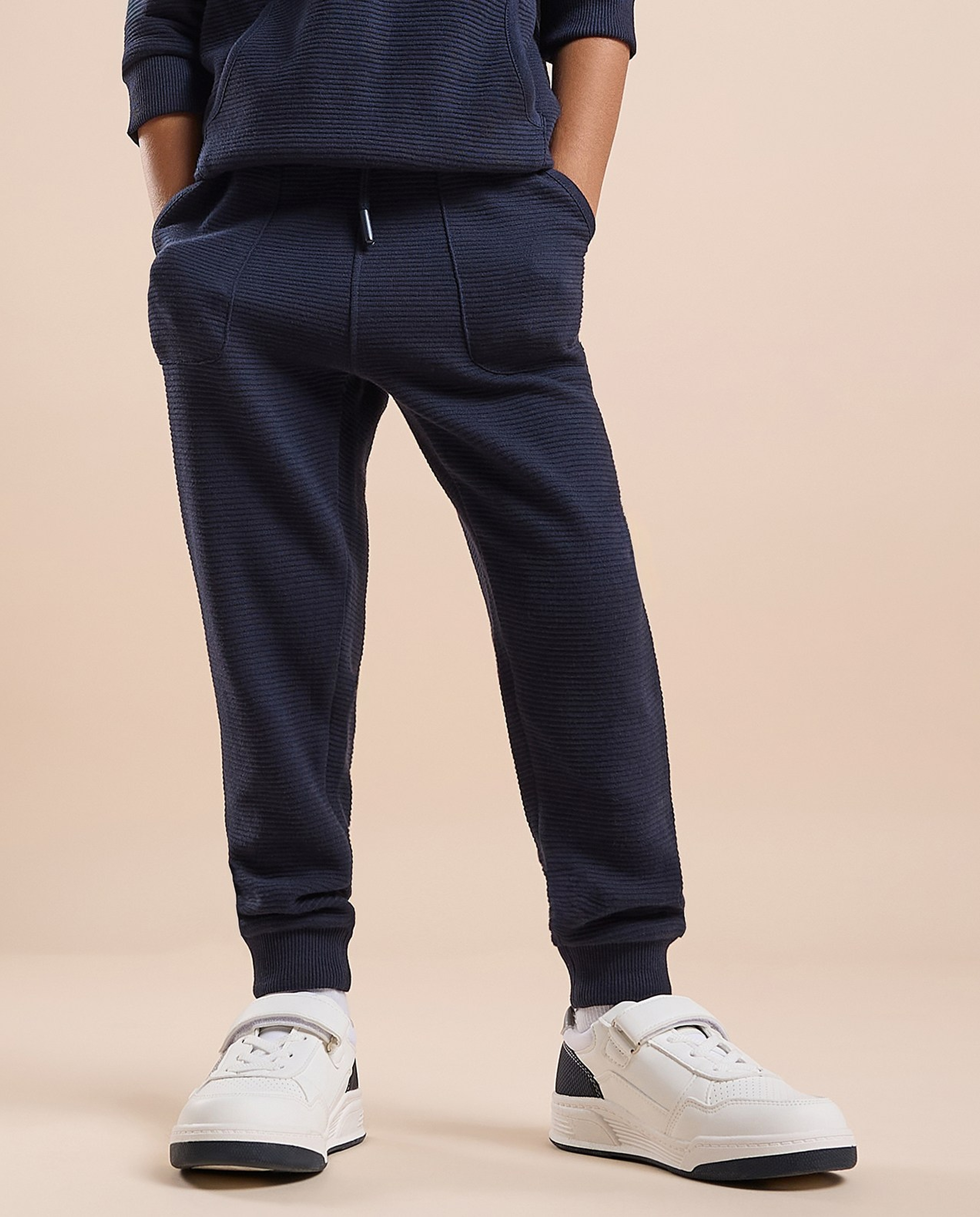 Textured Joggers with Drawstring Waist
