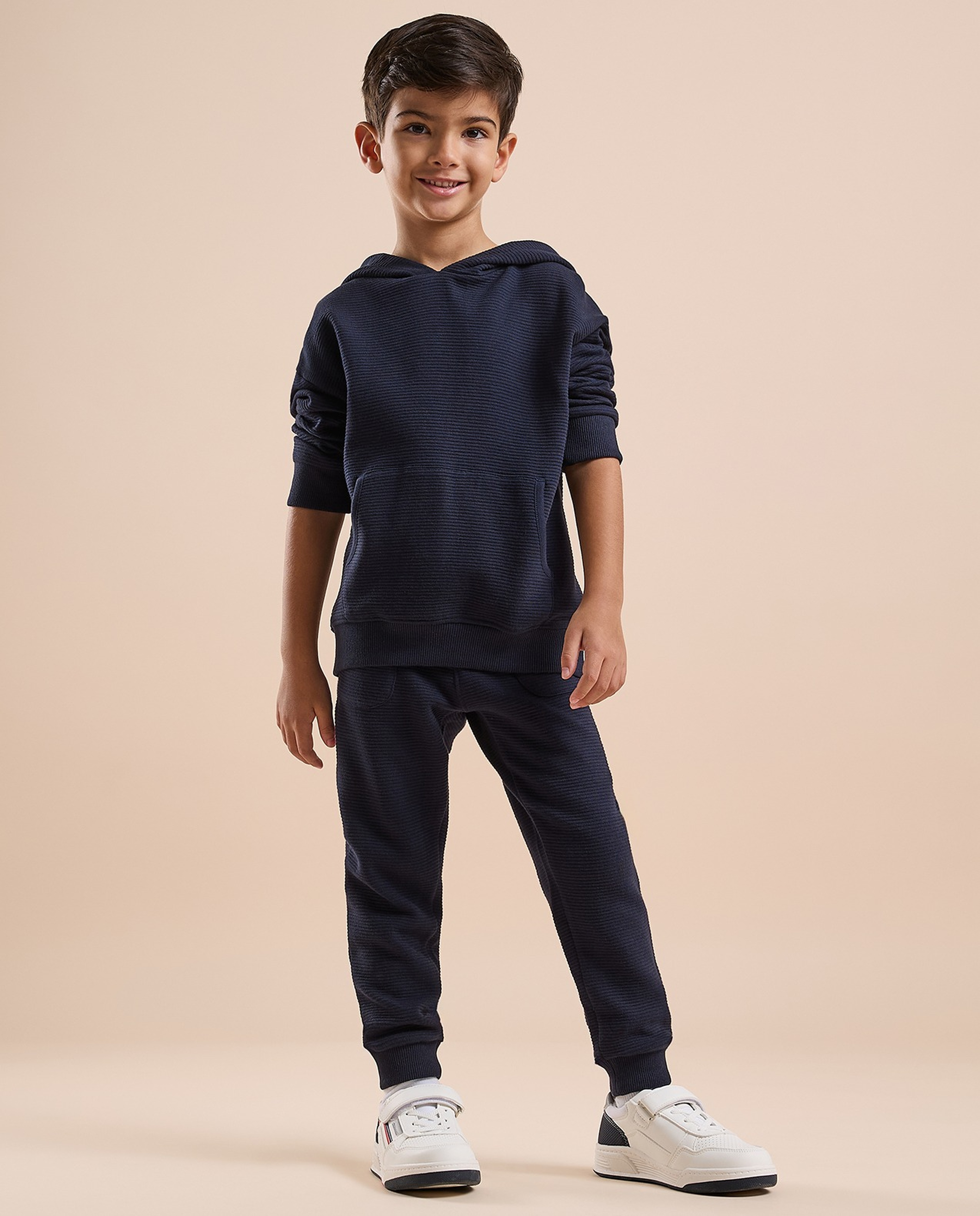 Solid Hoodie with Long Sleeves