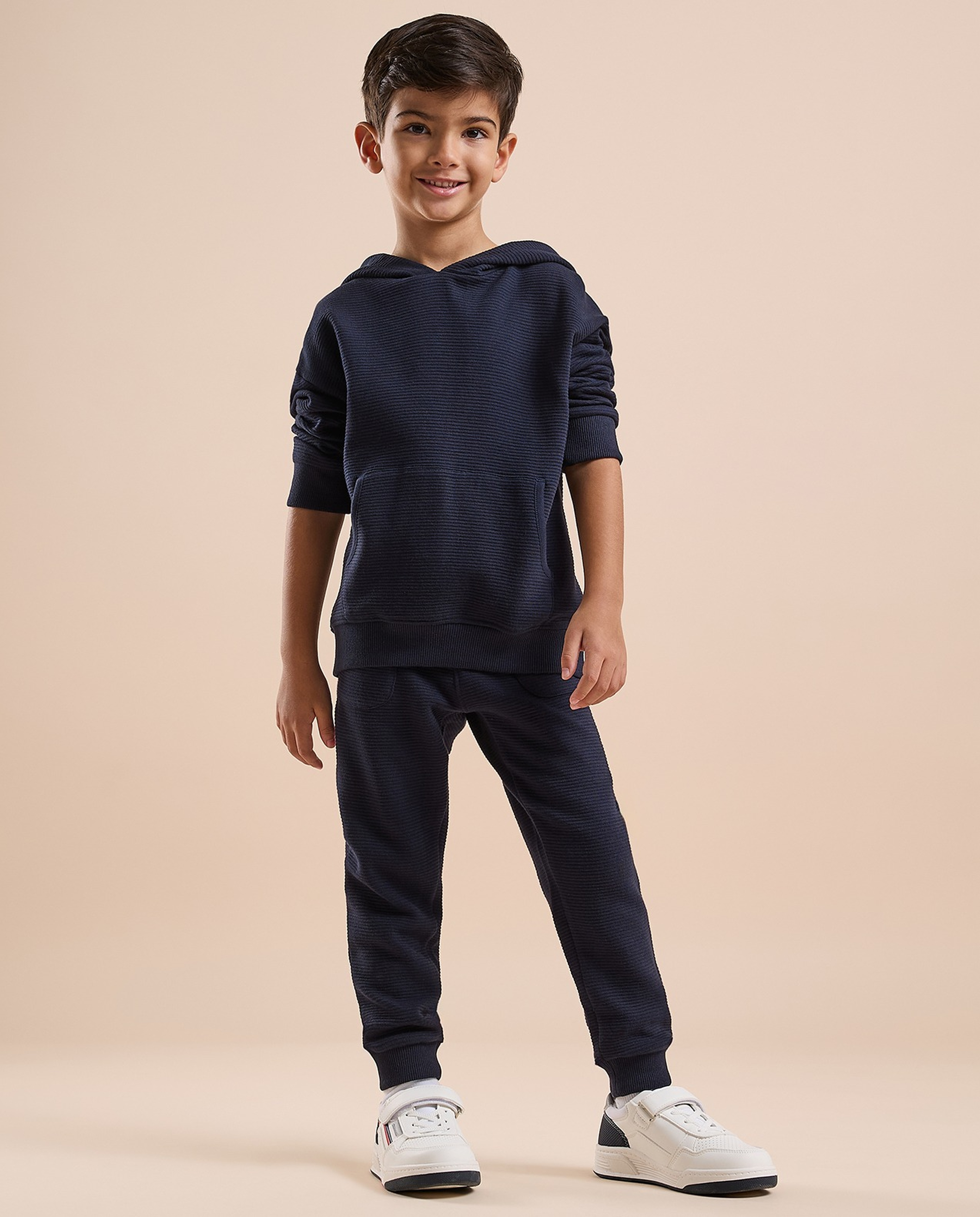 Solid Hoodie with Long Sleeves