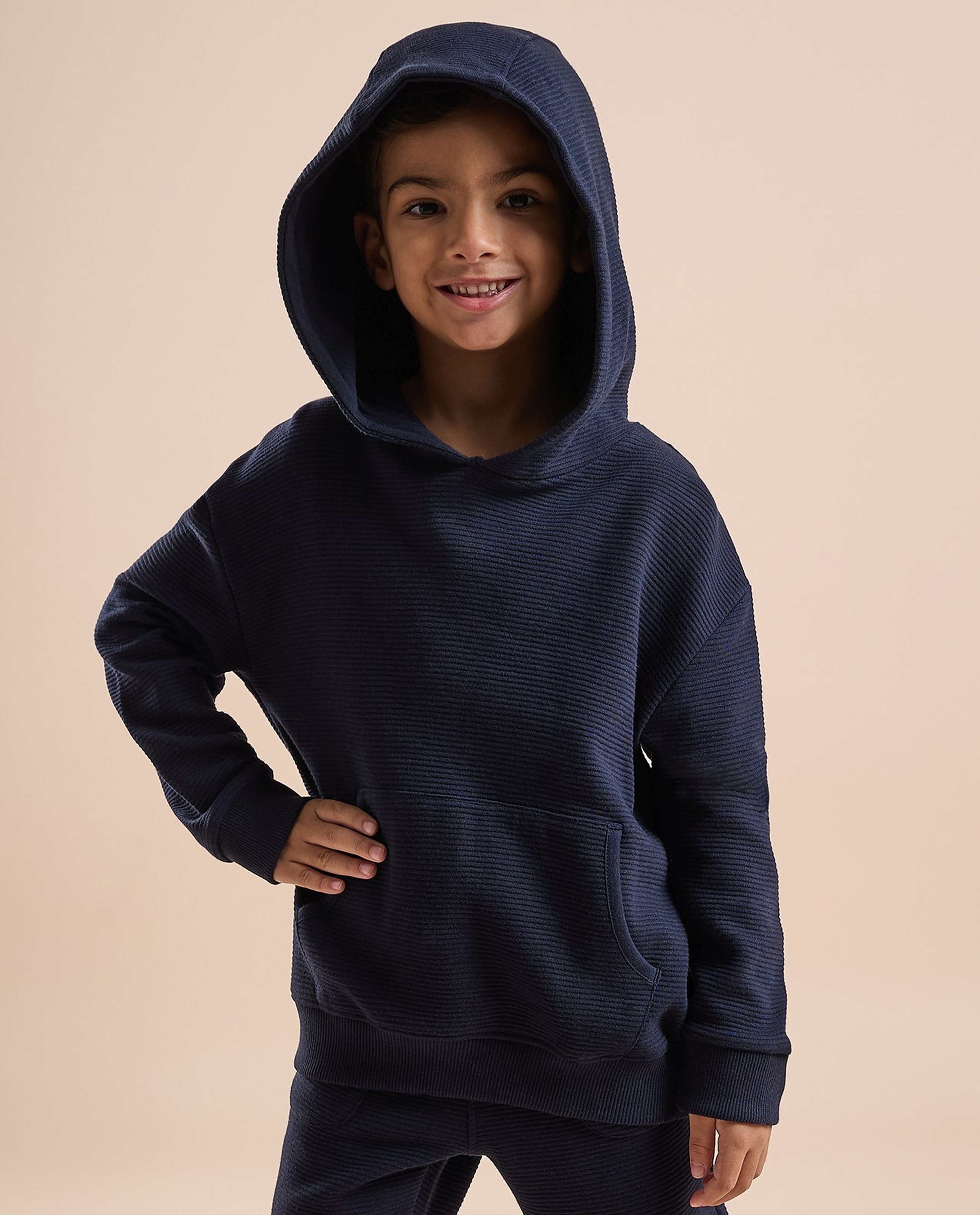 Solid Hoodie with Long Sleeves