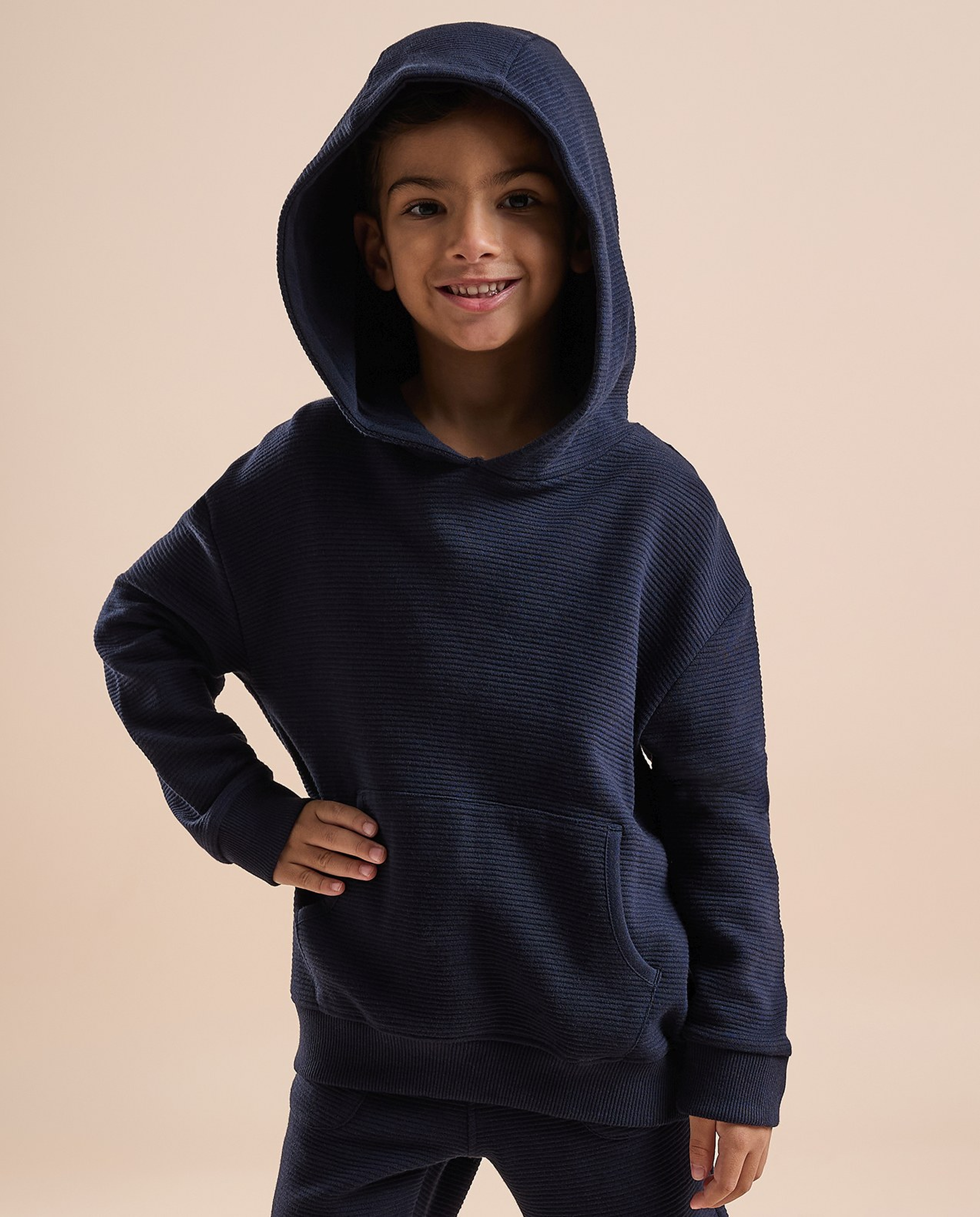 Solid Hoodie with Long Sleeves