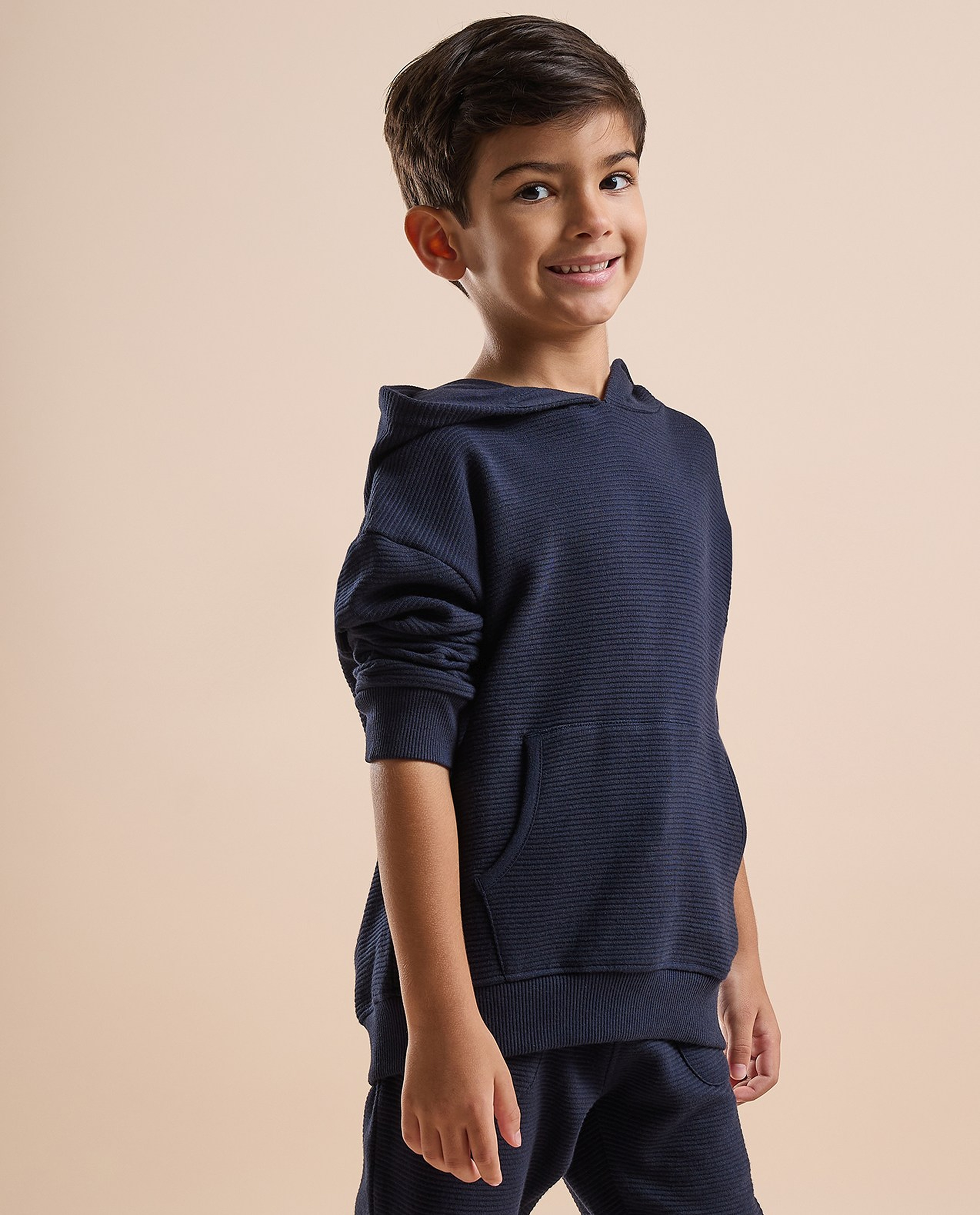 Solid Hoodie with Long Sleeves