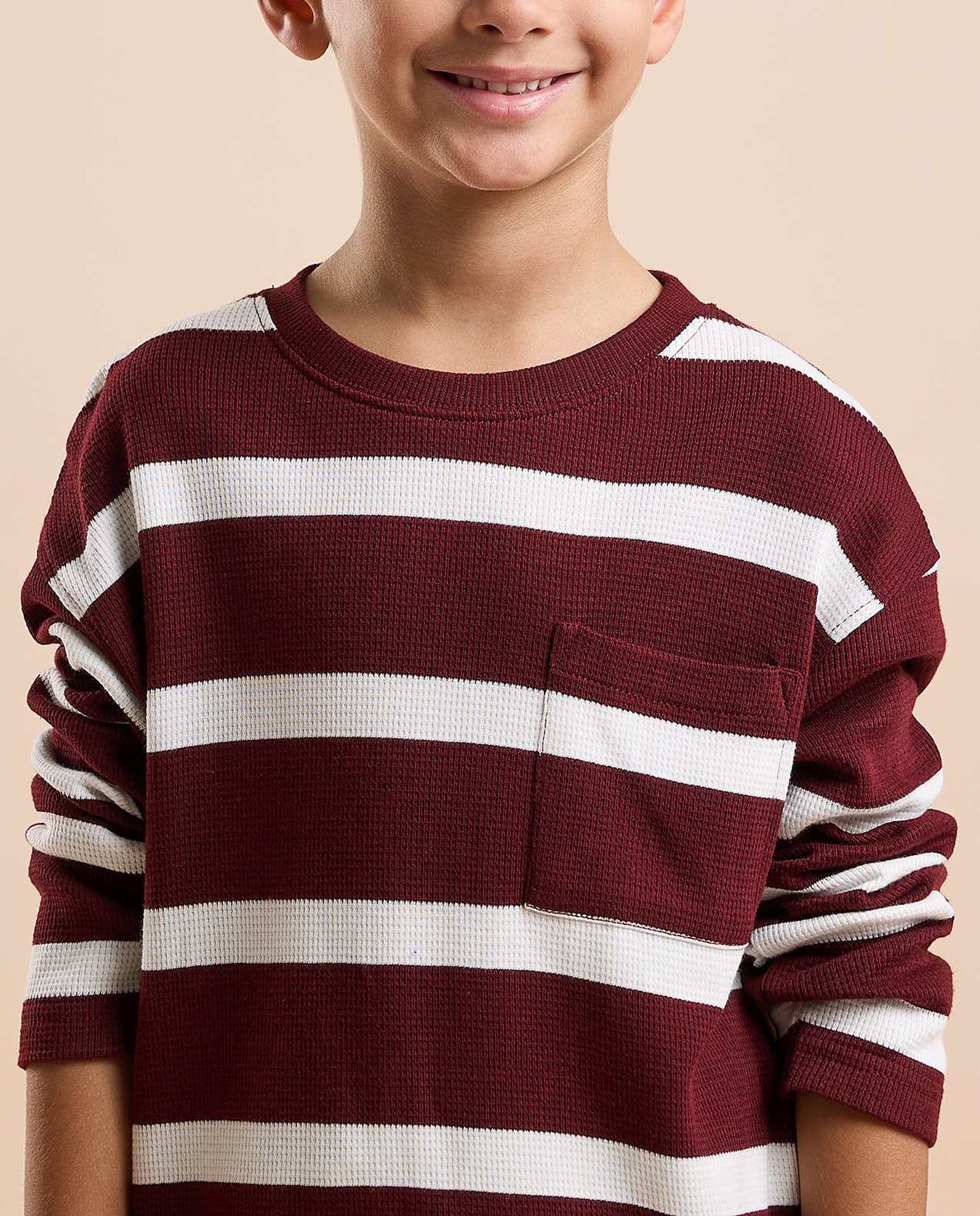 Striped T-Shirt with Crew Neck and Long Sleeves