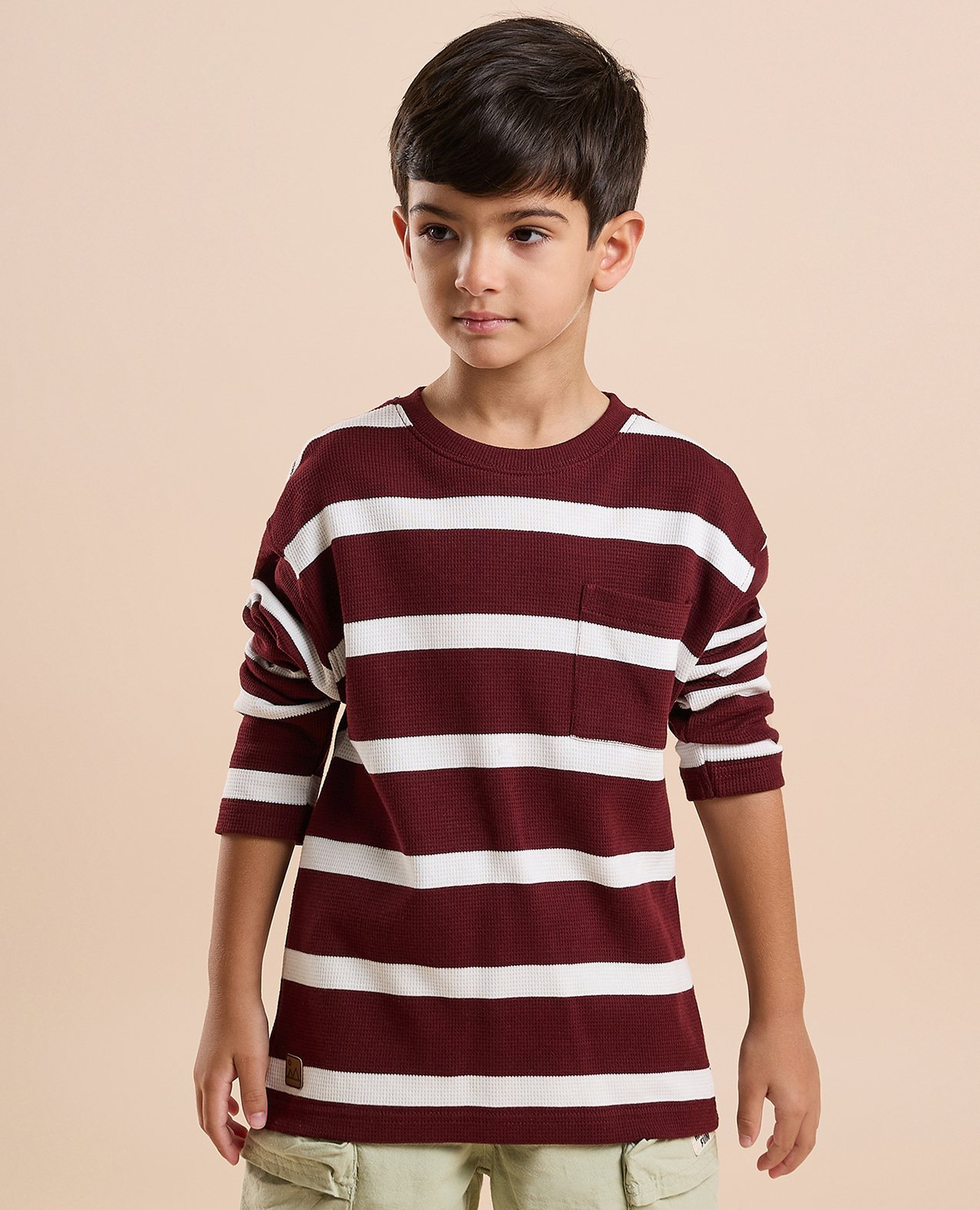 Striped T-Shirt with Crew Neck and Long Sleeves