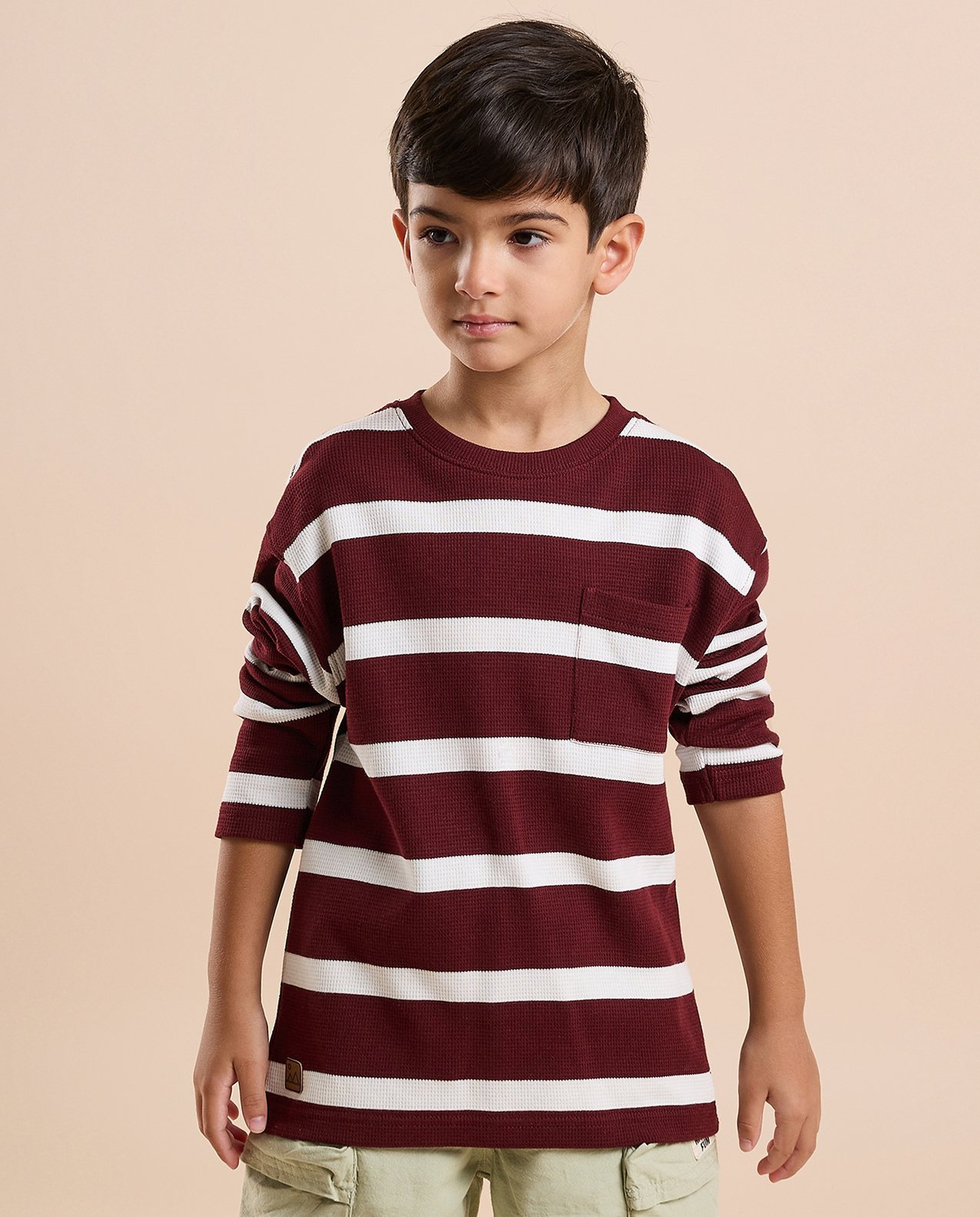 Striped T-Shirt with Crew Neck and Long Sleeves