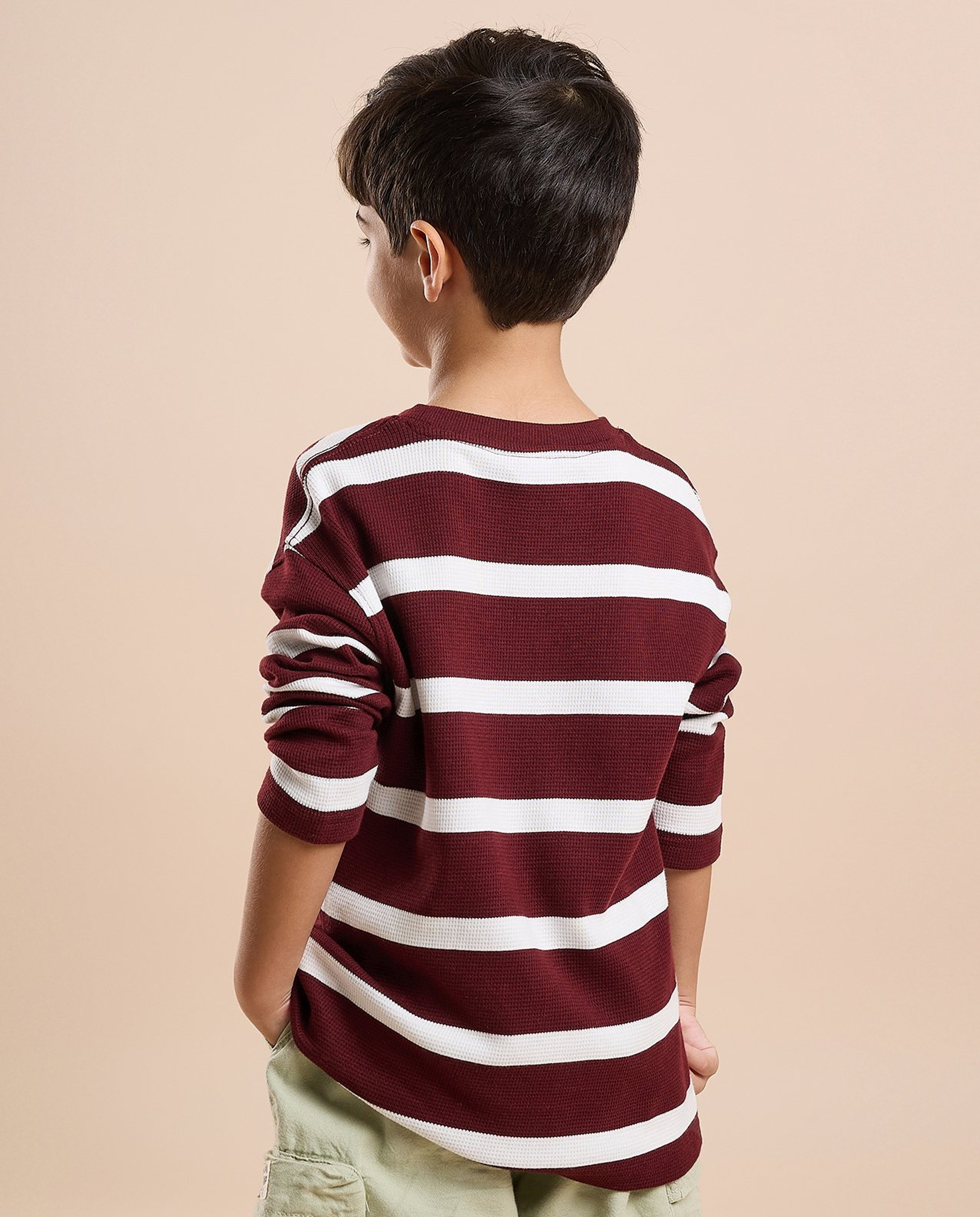 Striped T-Shirt with Crew Neck and Long Sleeves