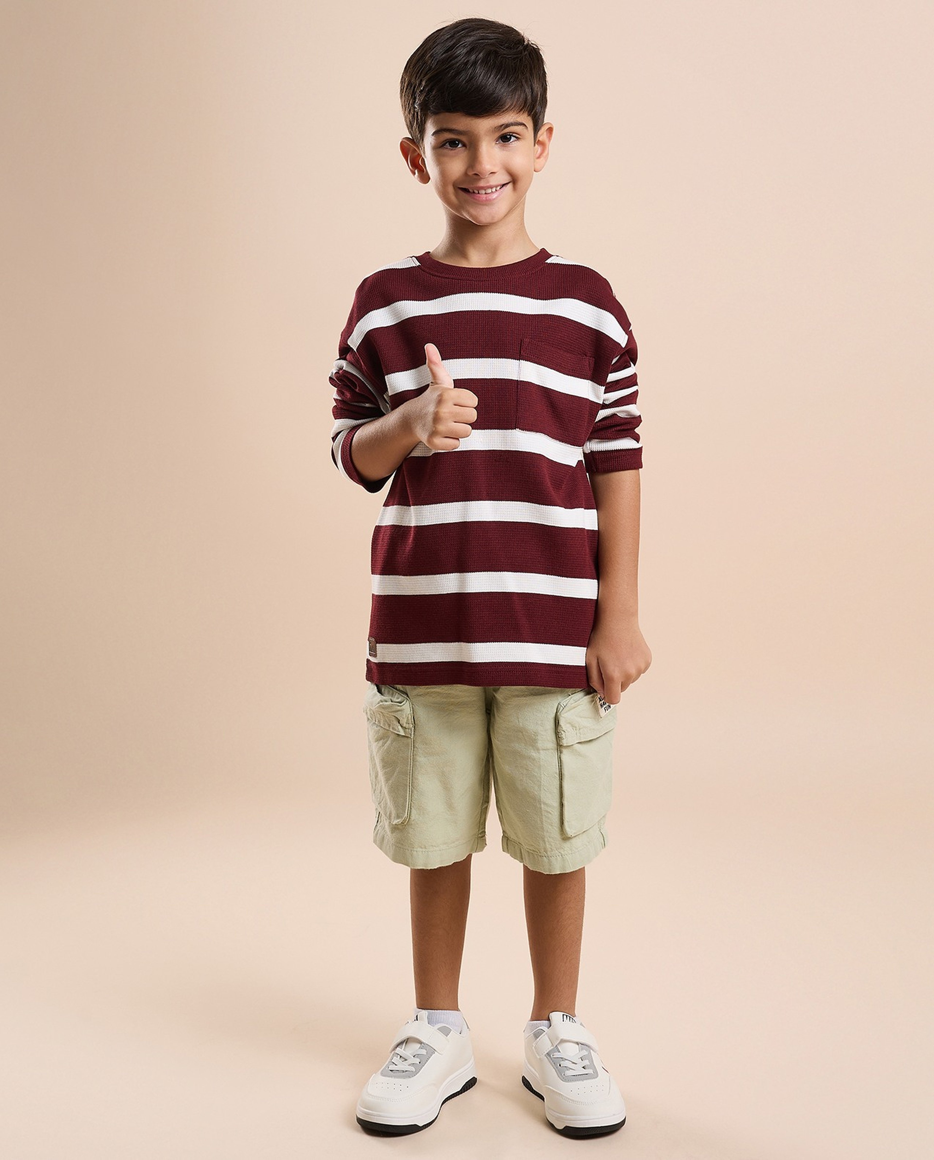 Striped T-Shirt with Crew Neck and Long Sleeves