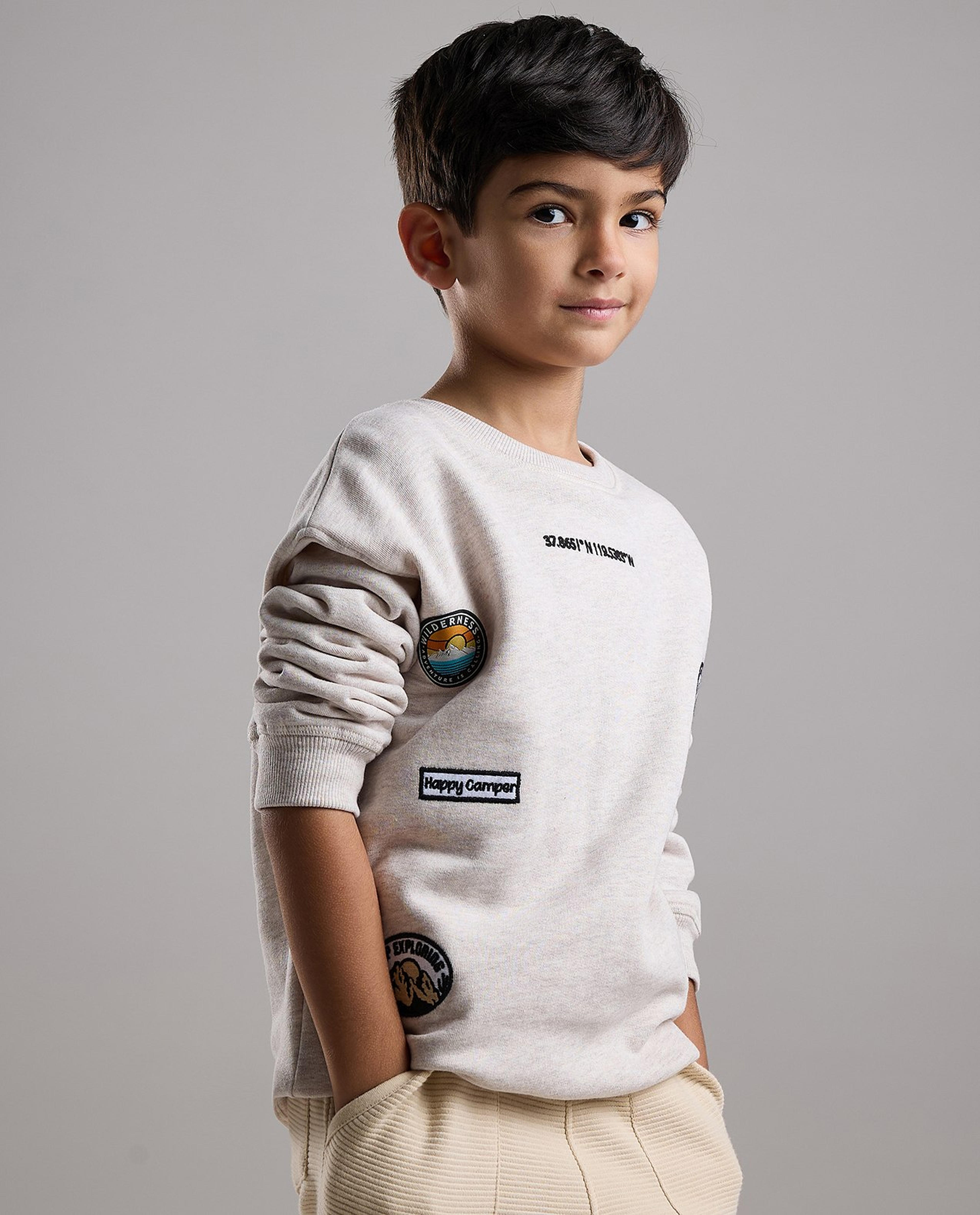 Embroidered Sweatshirt with Crew Neck and Long Sleeves