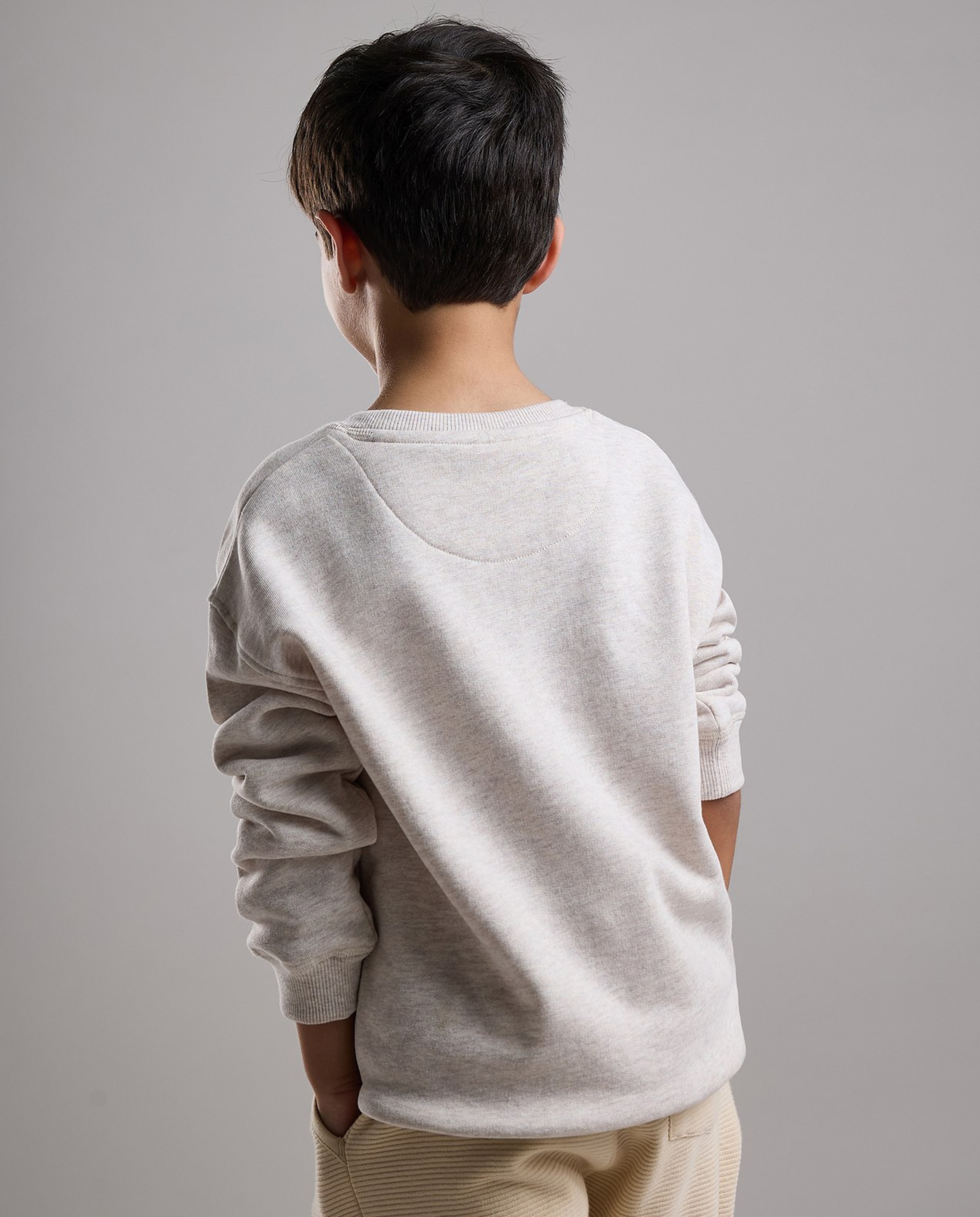 Embroidered Sweatshirt with Crew Neck and Long Sleeves