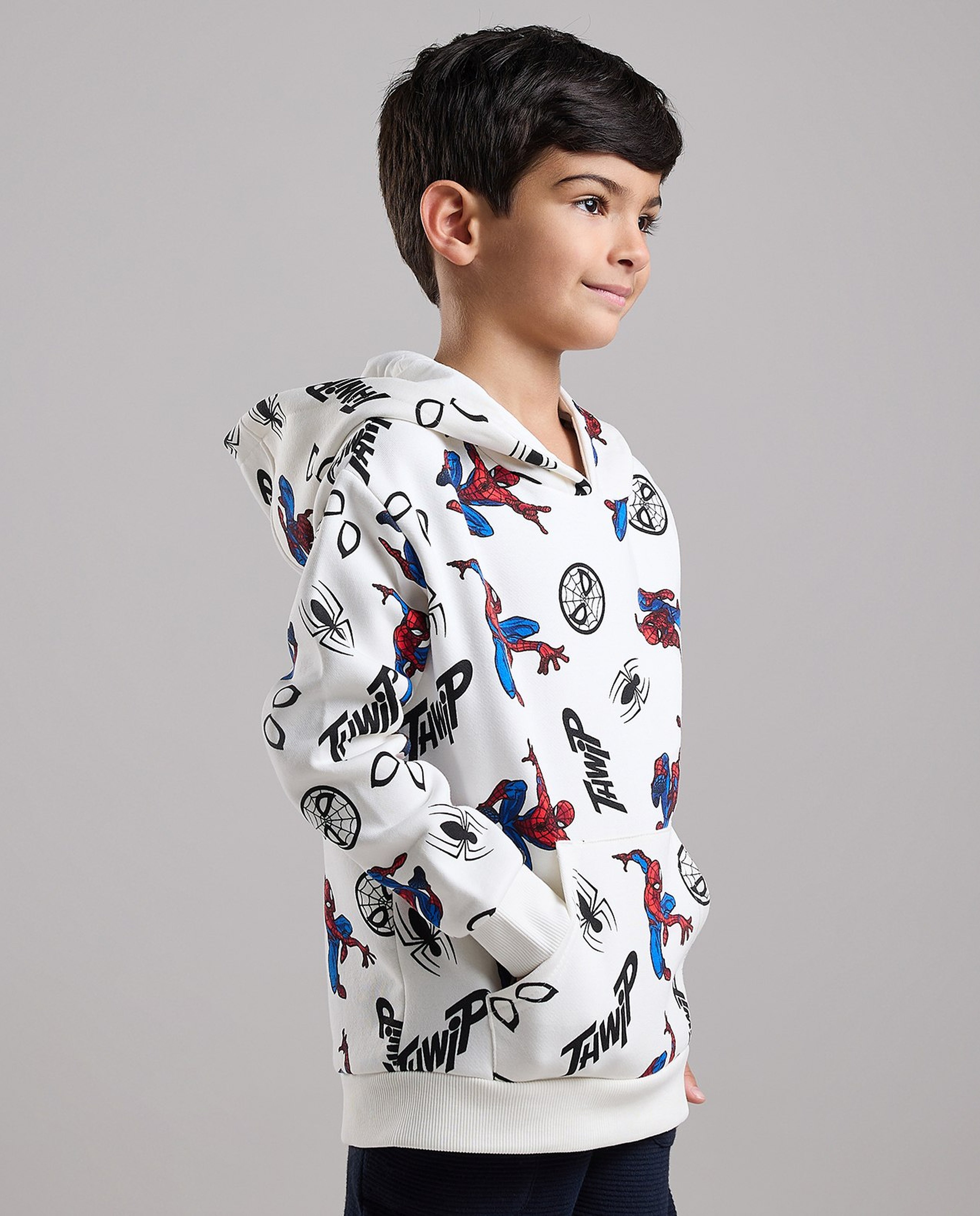 Spider-Man Hoodie with Crew Neck and Short Sleeves