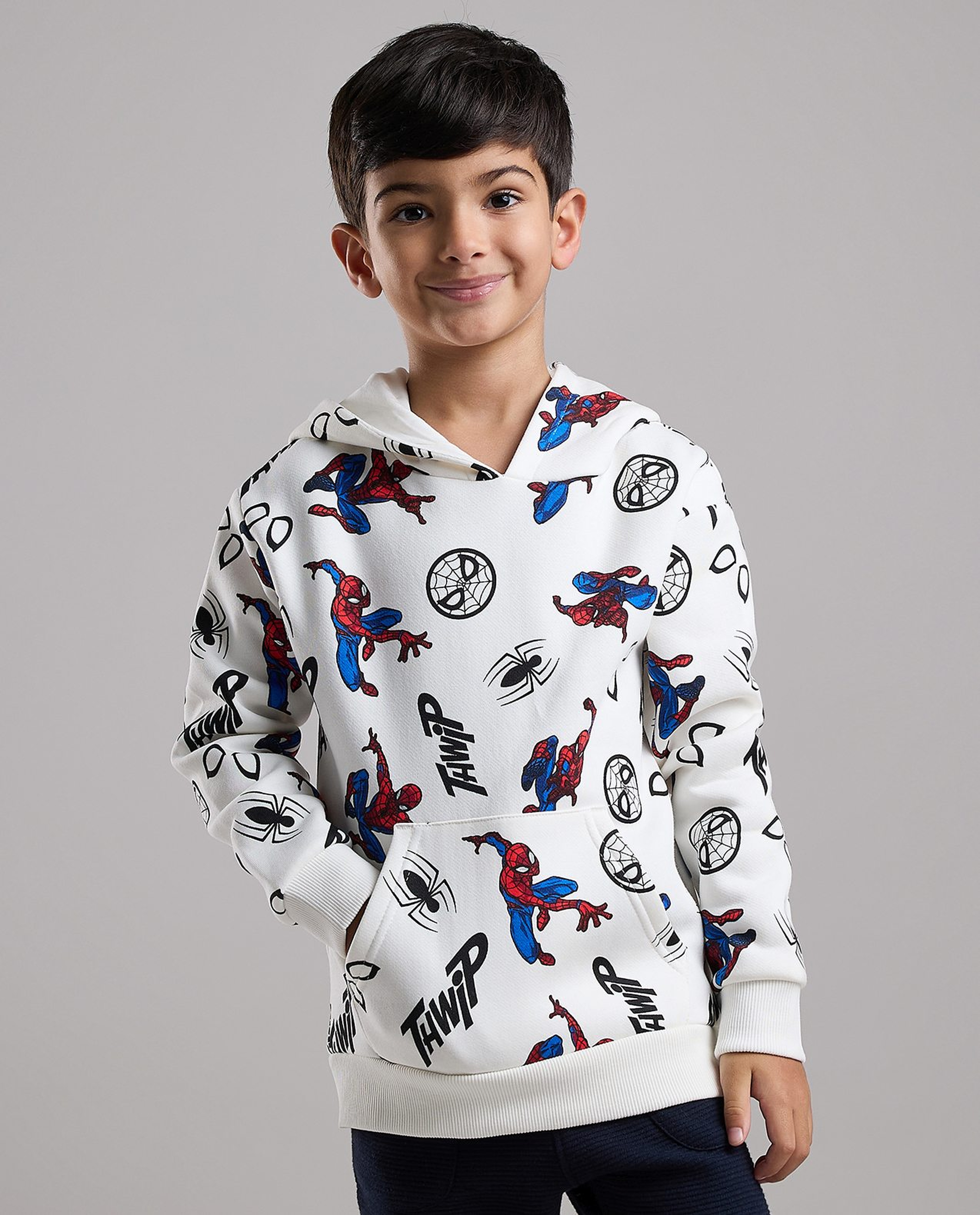 Spider-Man Hoodie with Crew Neck and Short Sleeves