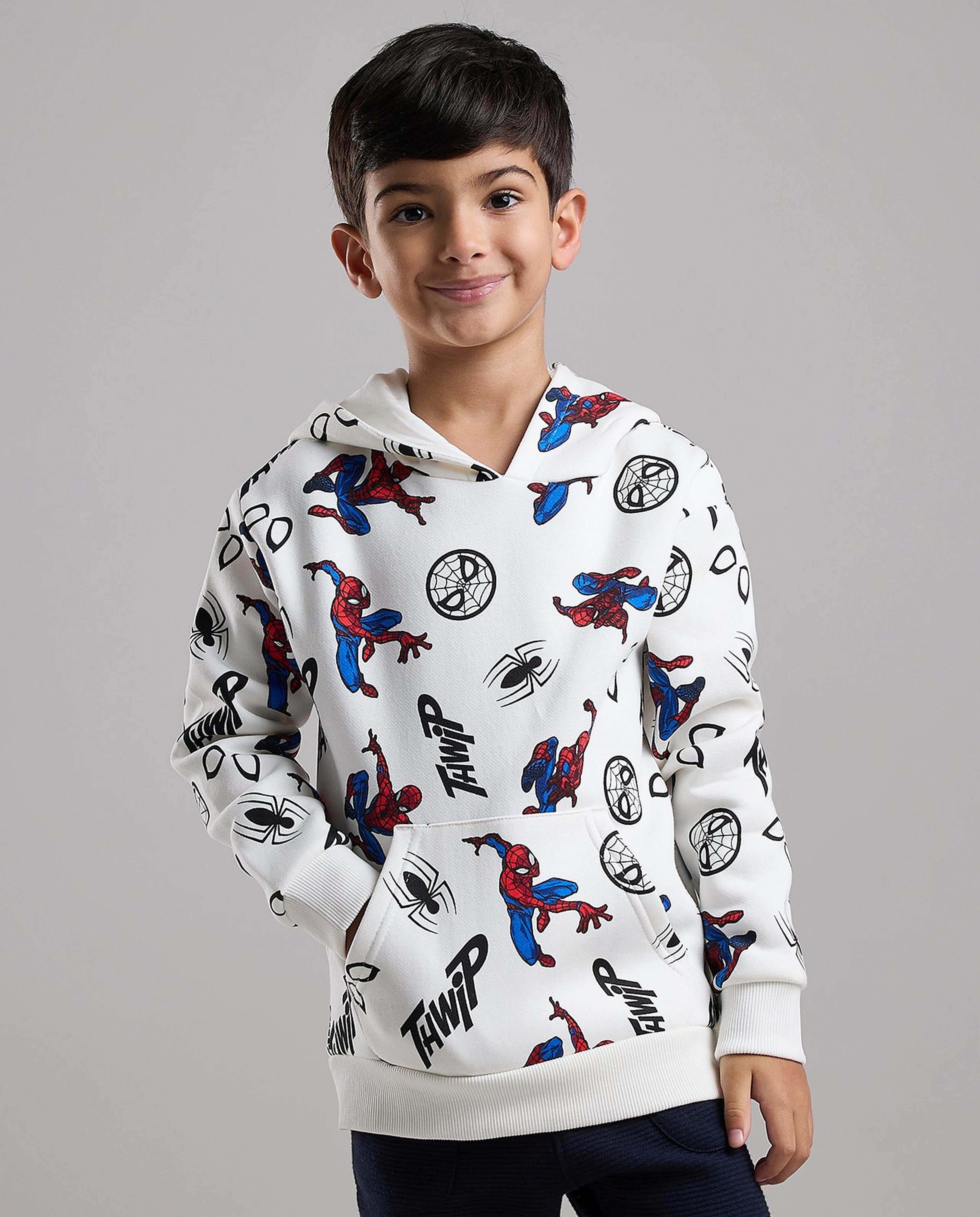 Spider-Man Hoodie with Crew Neck and Short Sleeves