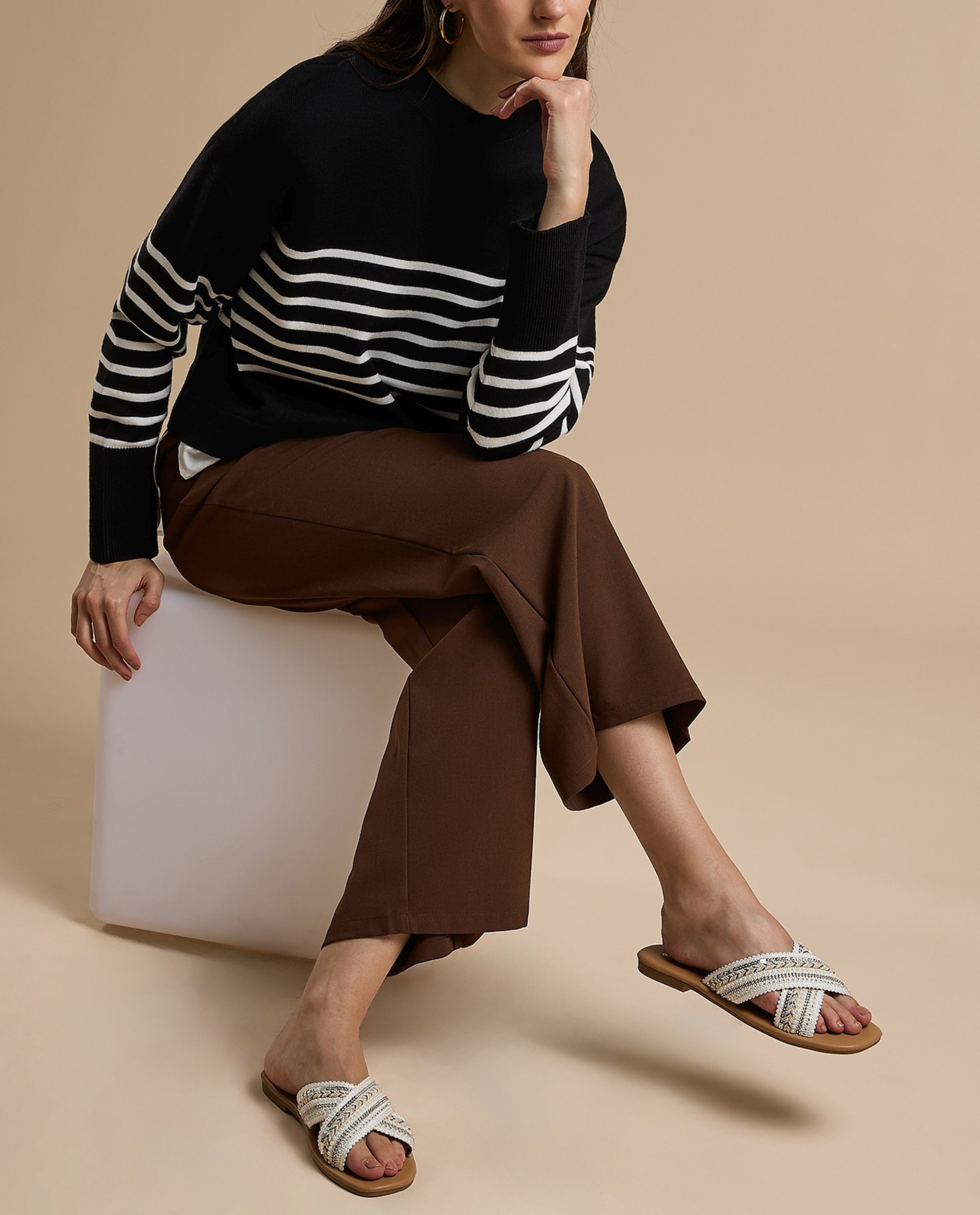 Embroidered Flat Sandals