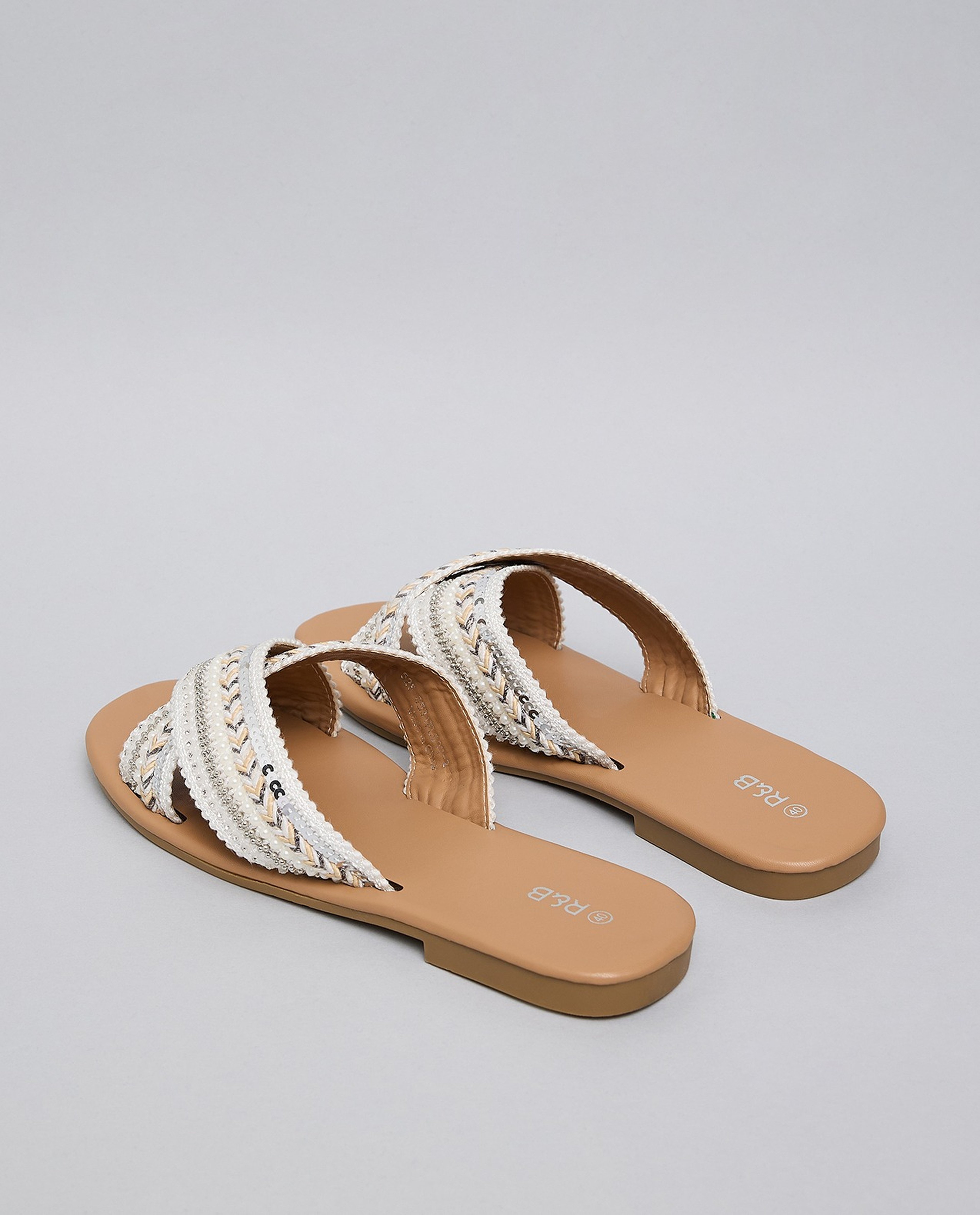 Embroidered Flat Sandals