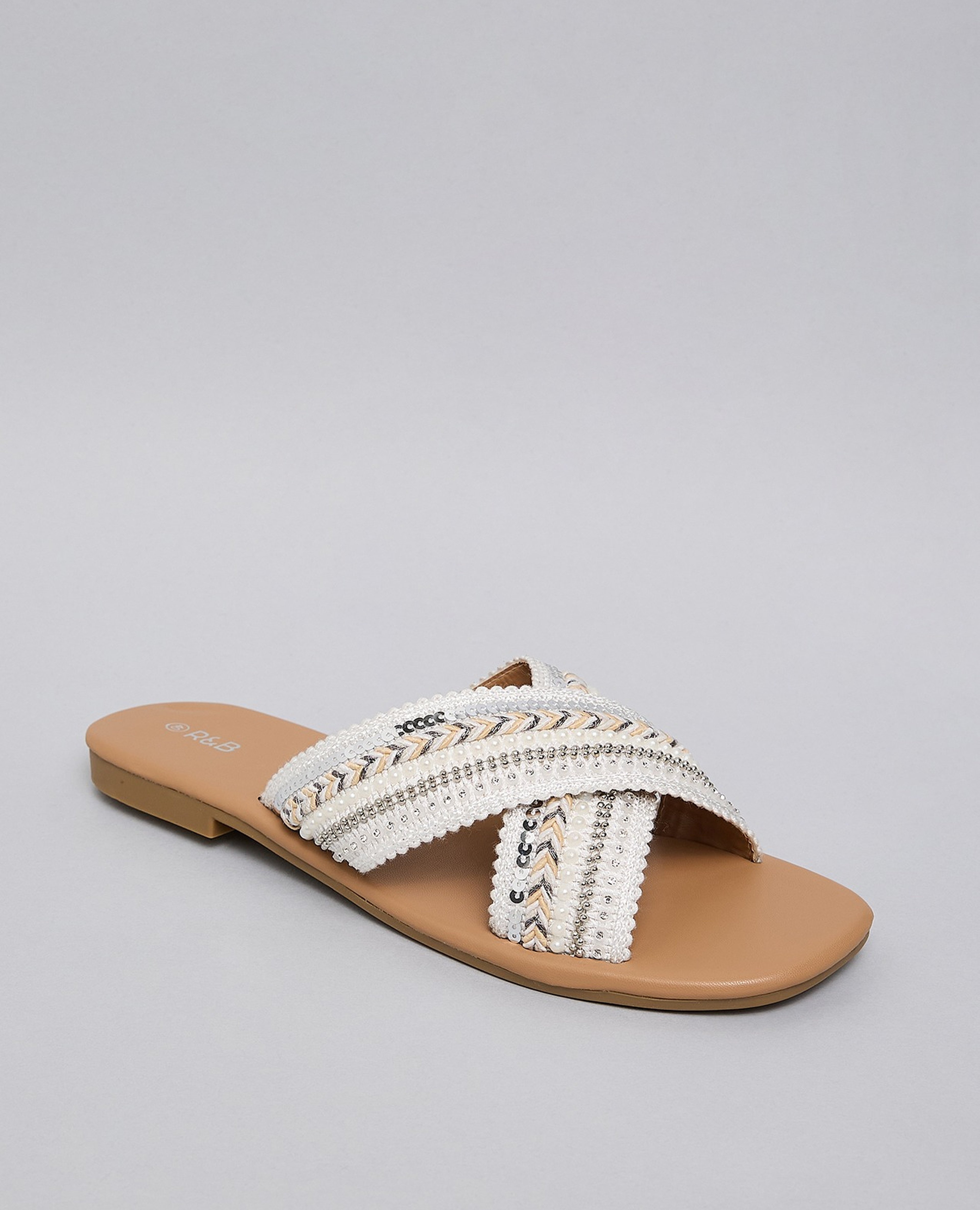 Embroidered Flat Sandals