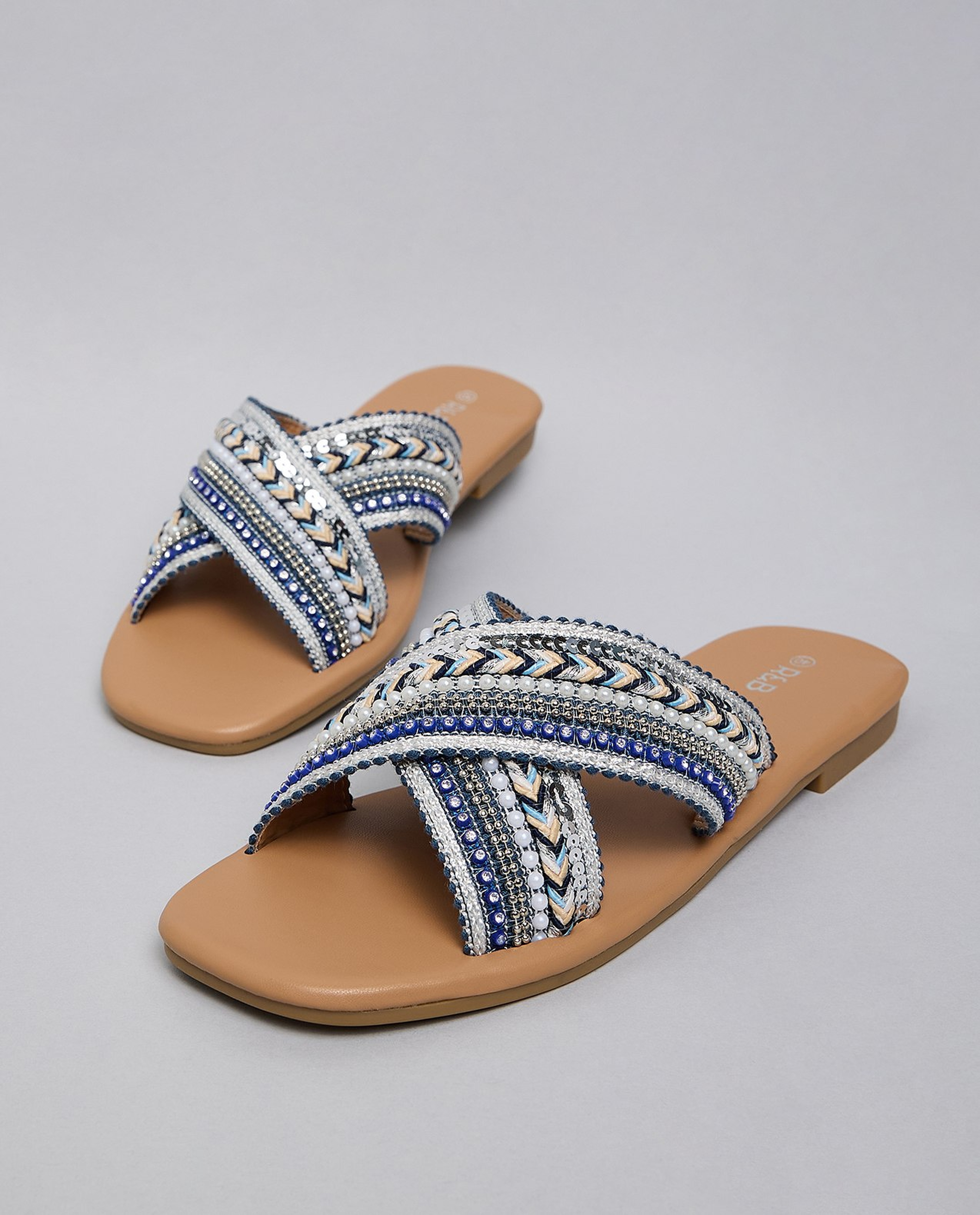 Embroidered Flat Sandals