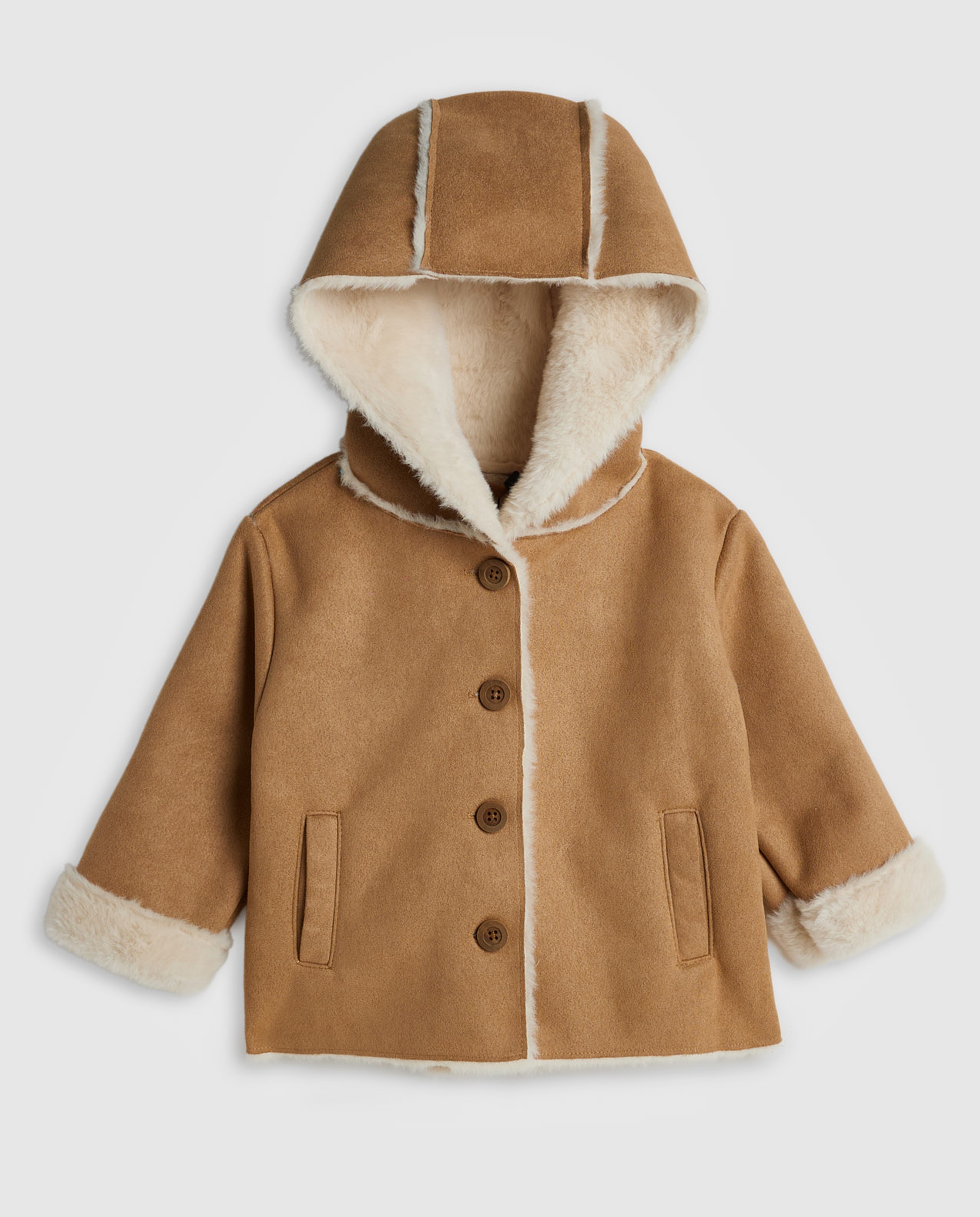 Color Block Hooded Jacket with Button Closure