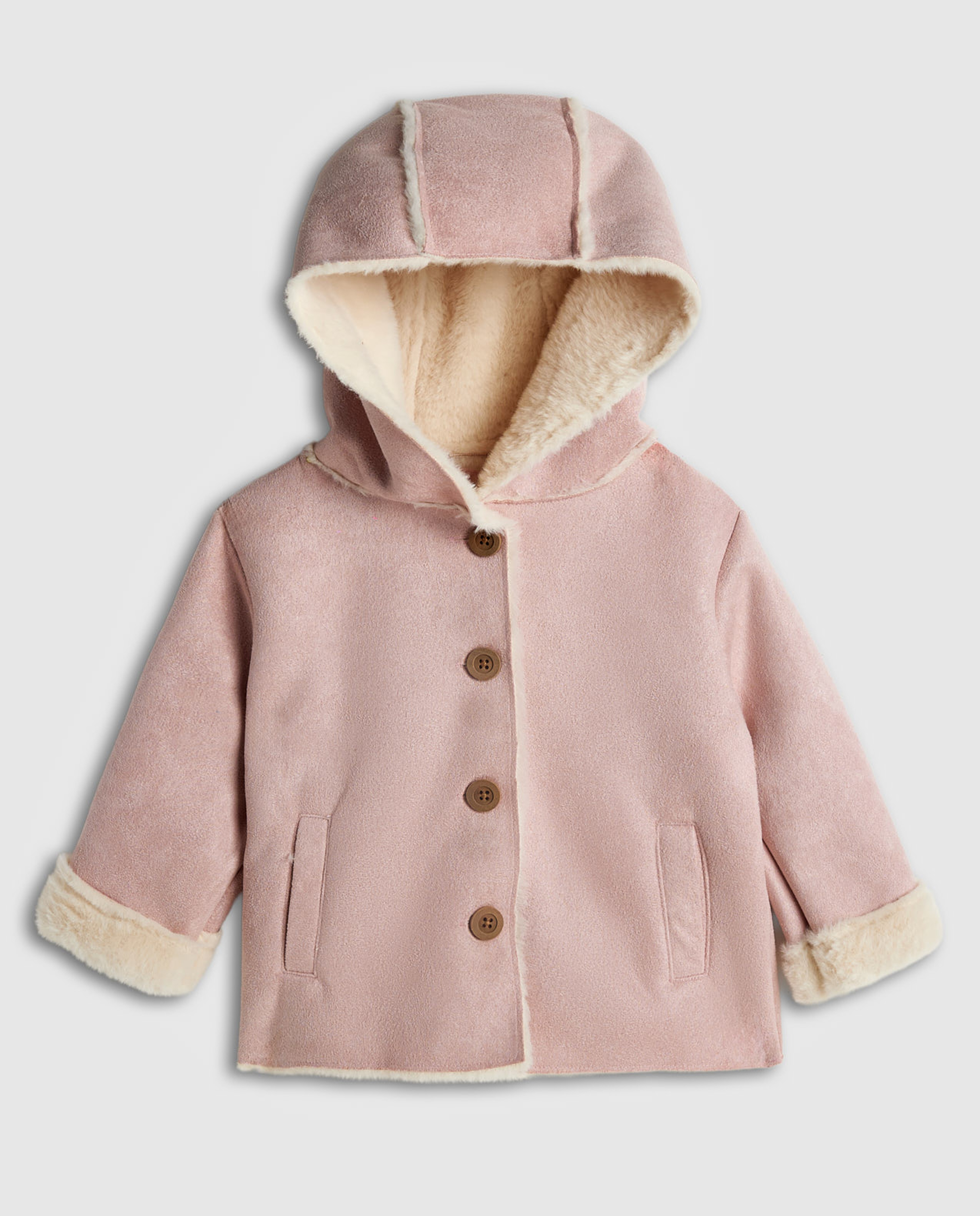 Color Block Hooded Jacket with Button Closure