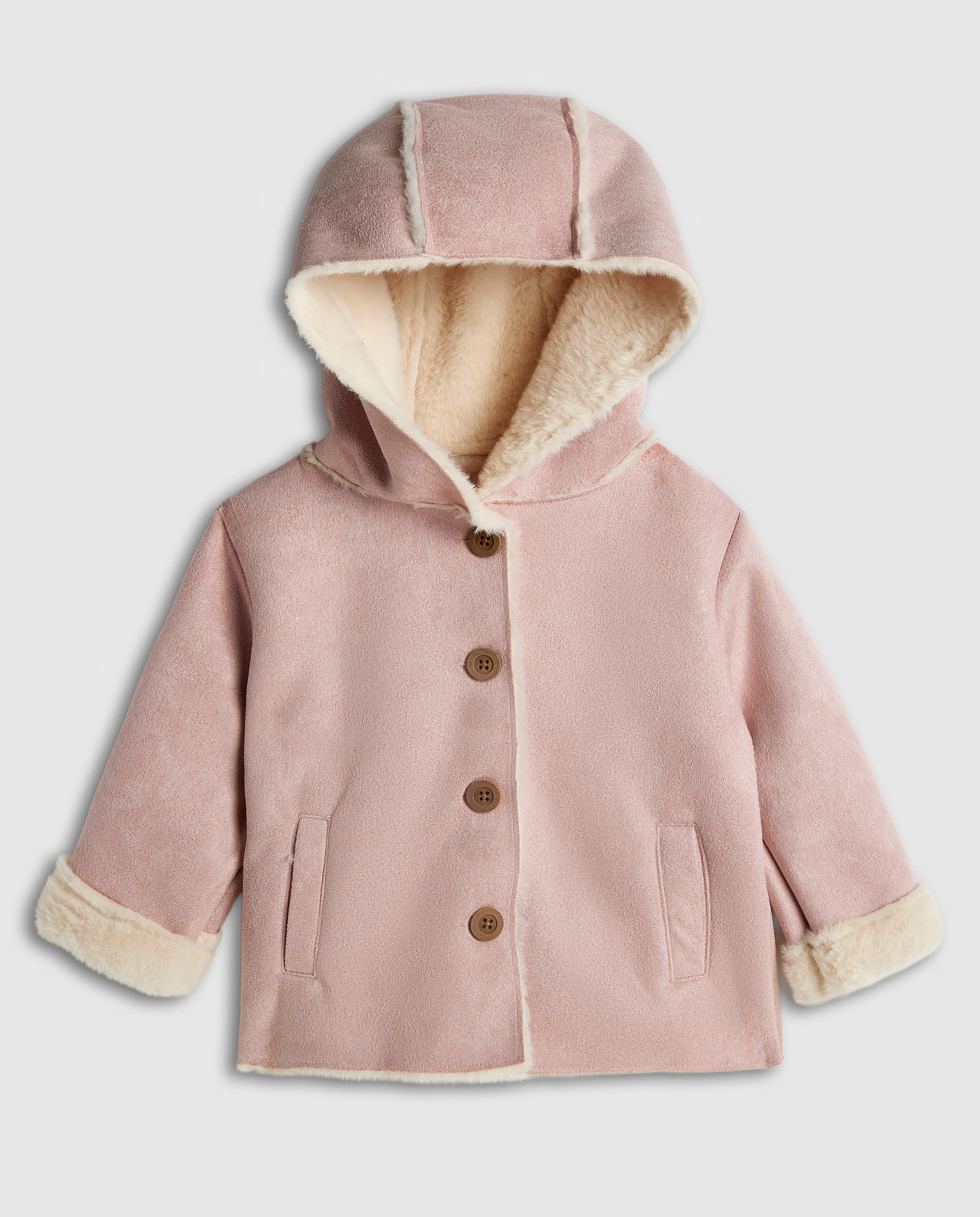 Color Block Hooded Jacket with Button Closure
