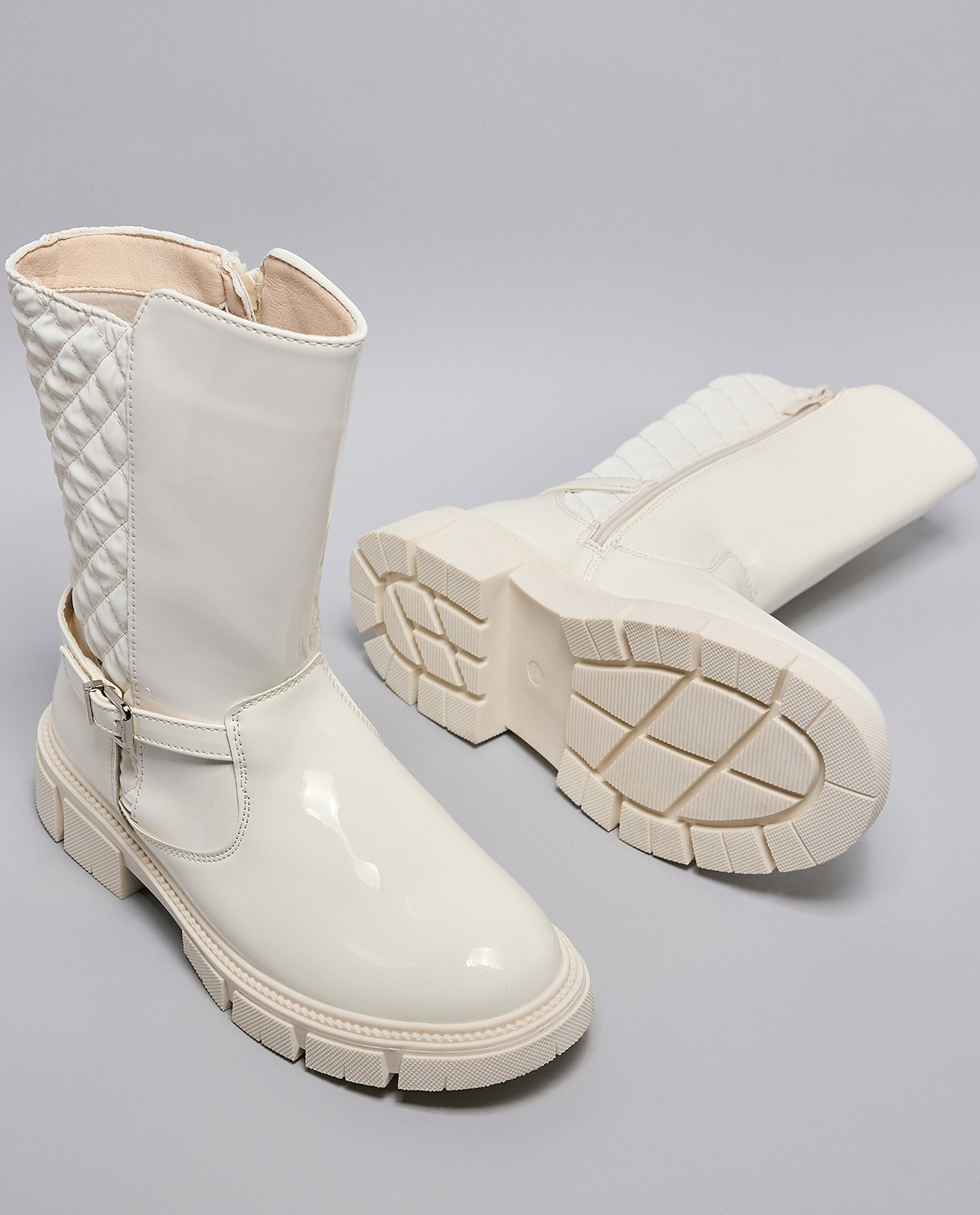 Quilted Calf Length Boots