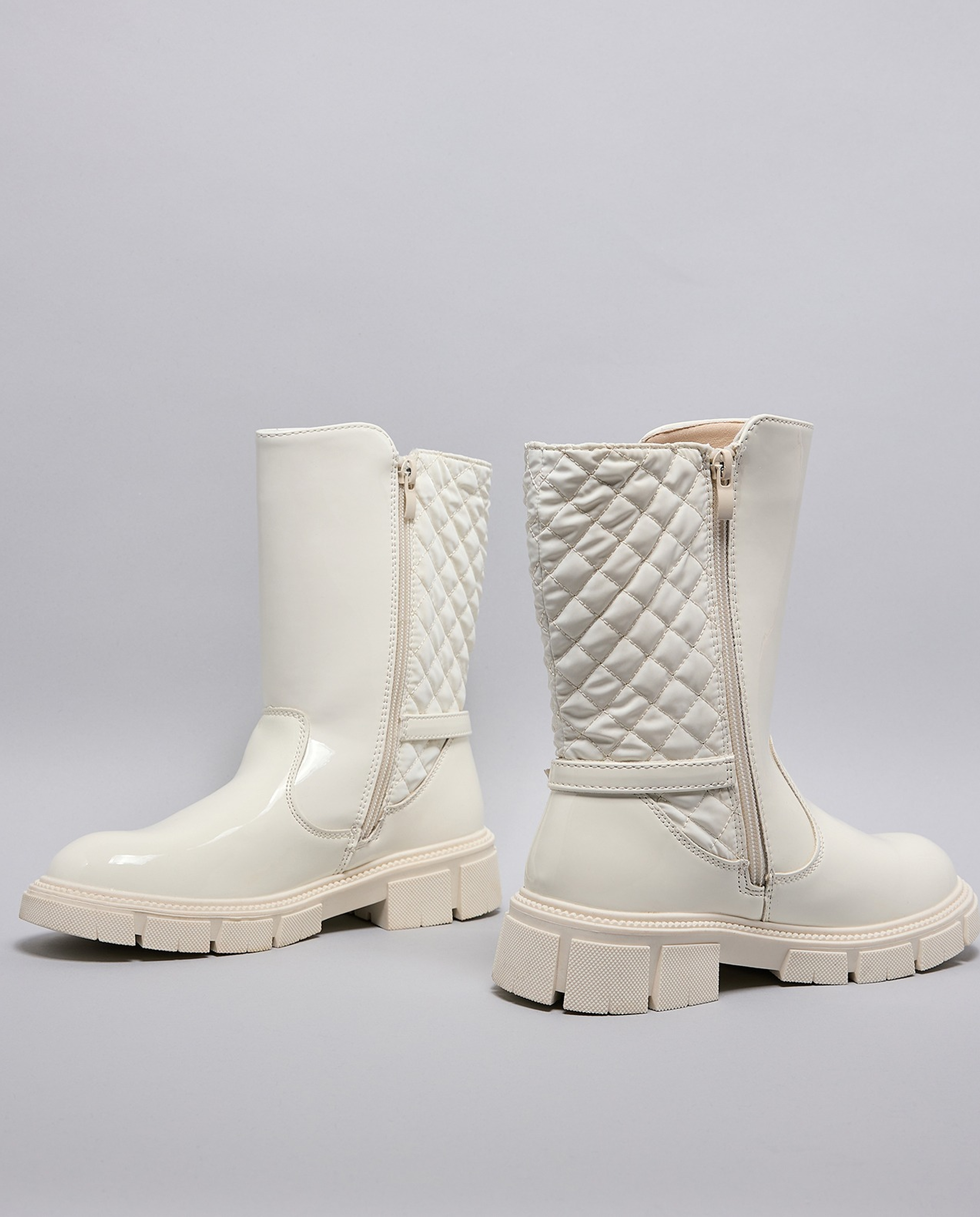 Quilted Calf Length Boots
