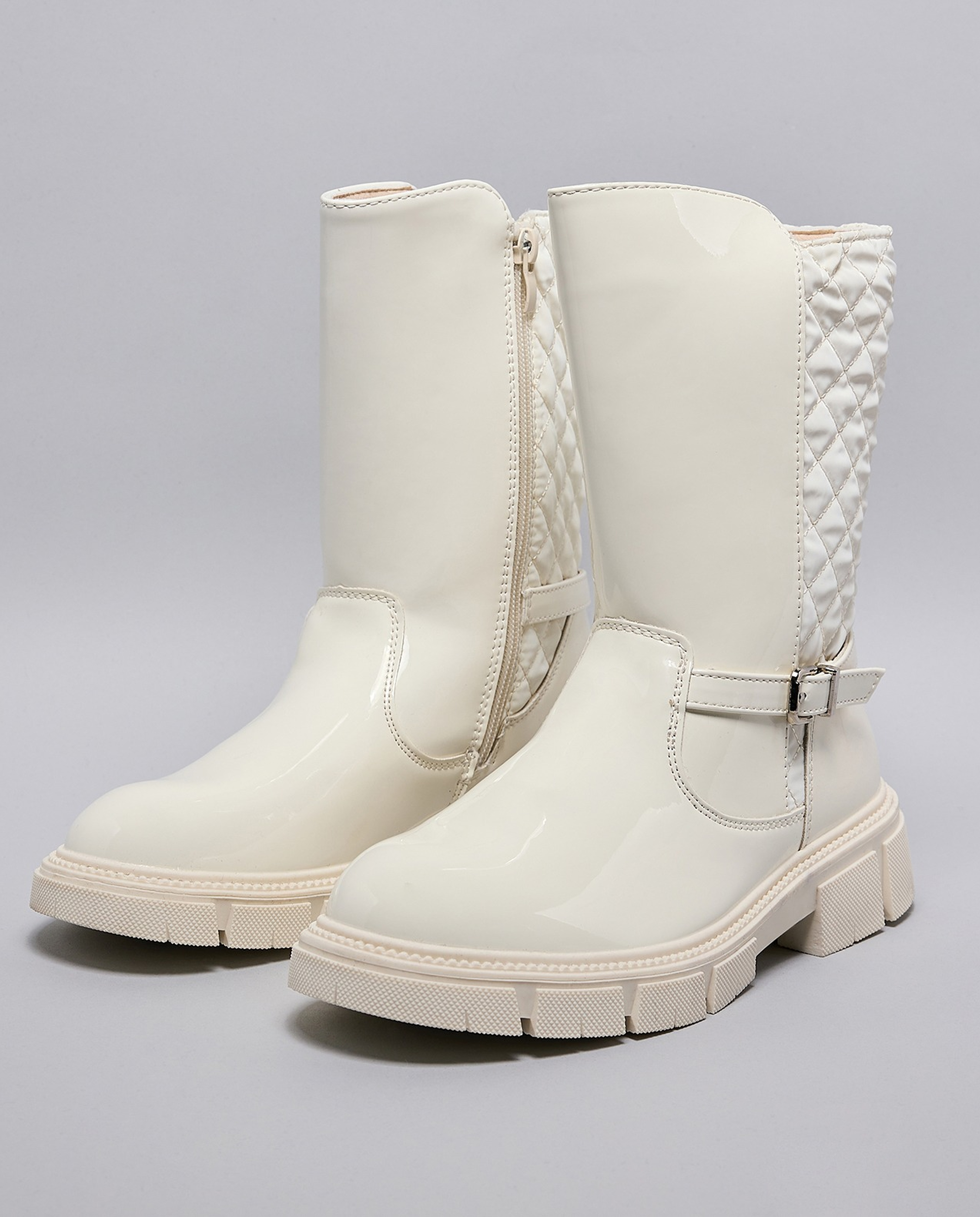Quilted Calf Length Boots