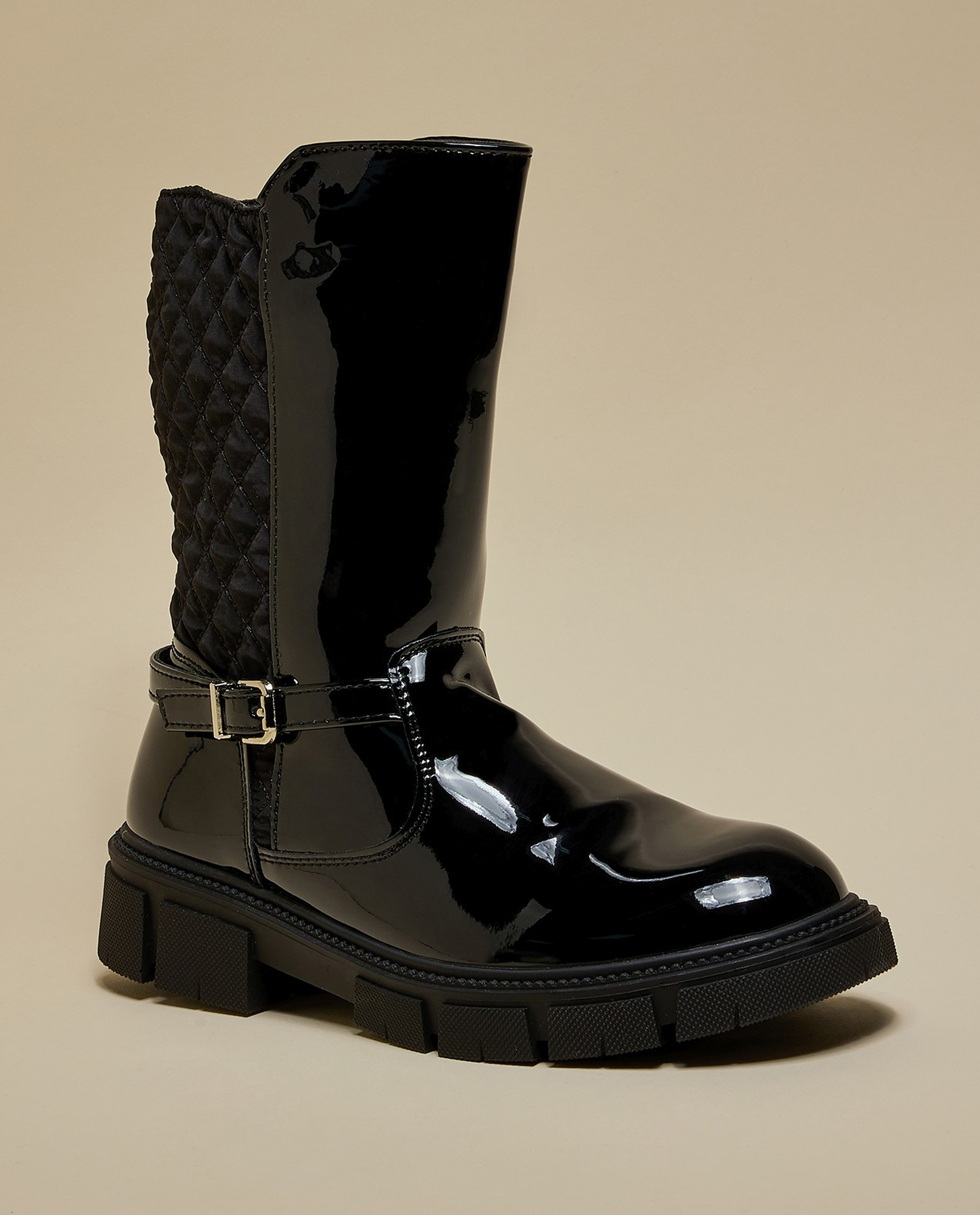 Quilted Calf Length Boots