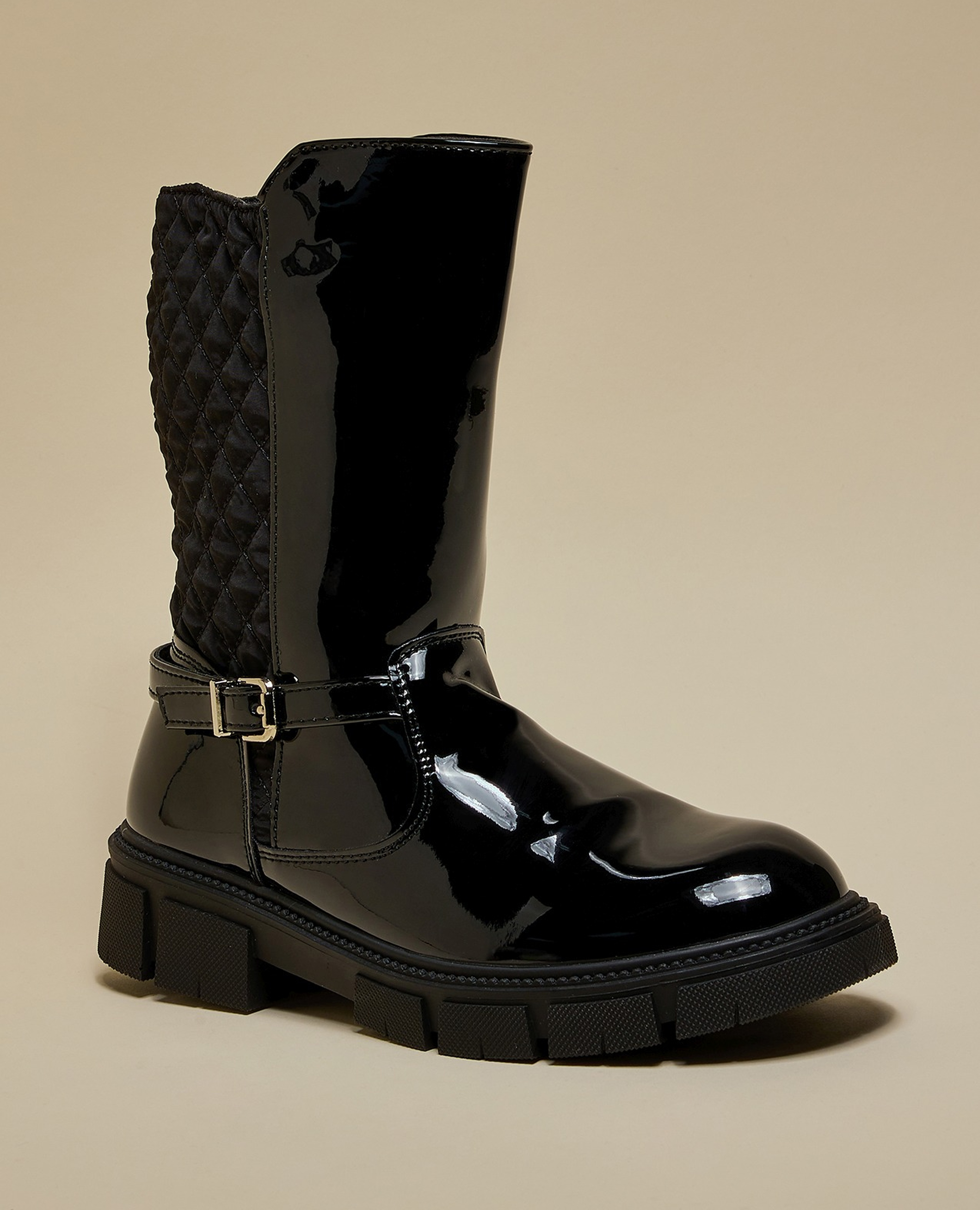 Quilted Calf Length Boots