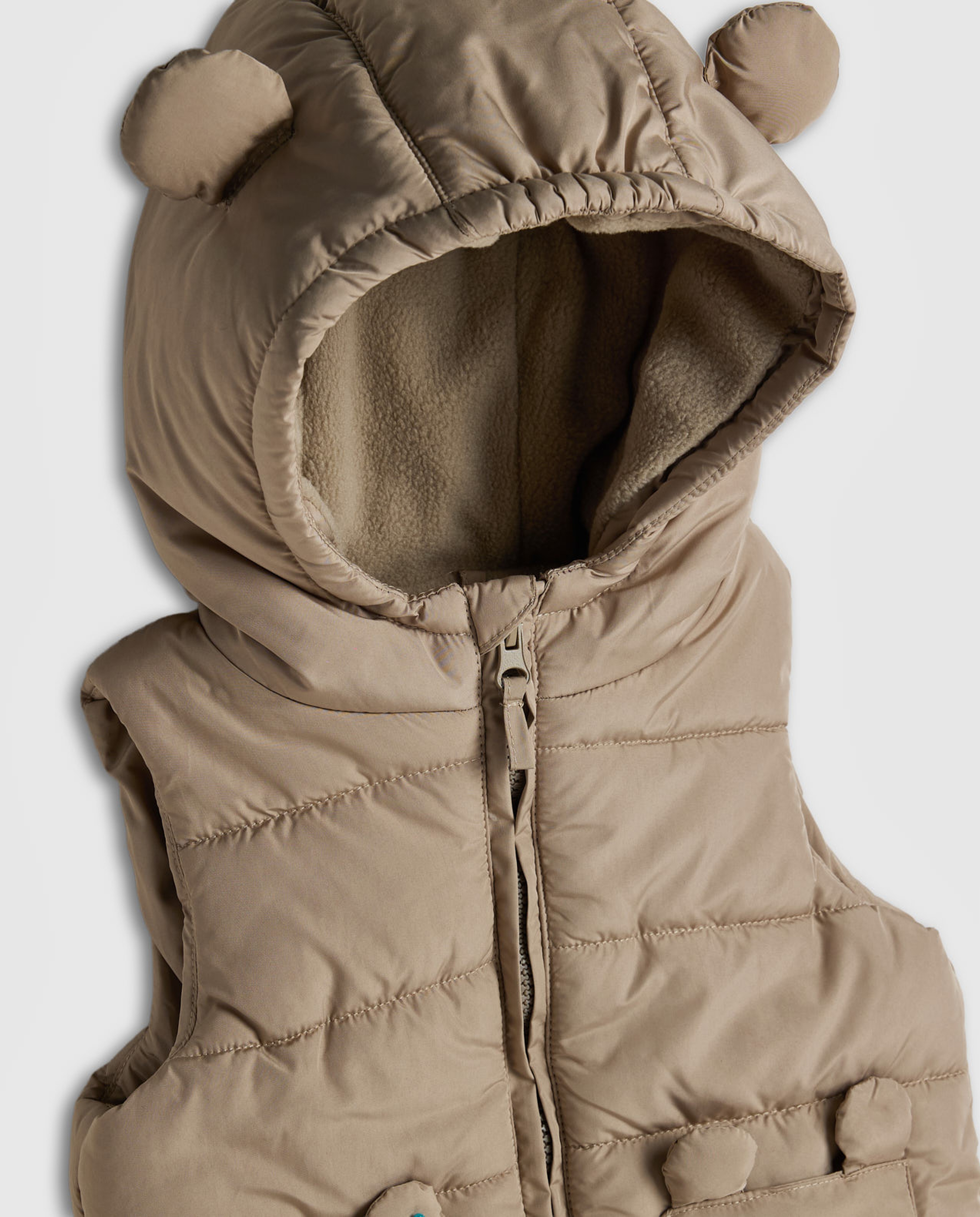Quilted Hooded Gilet with Zipper Closure