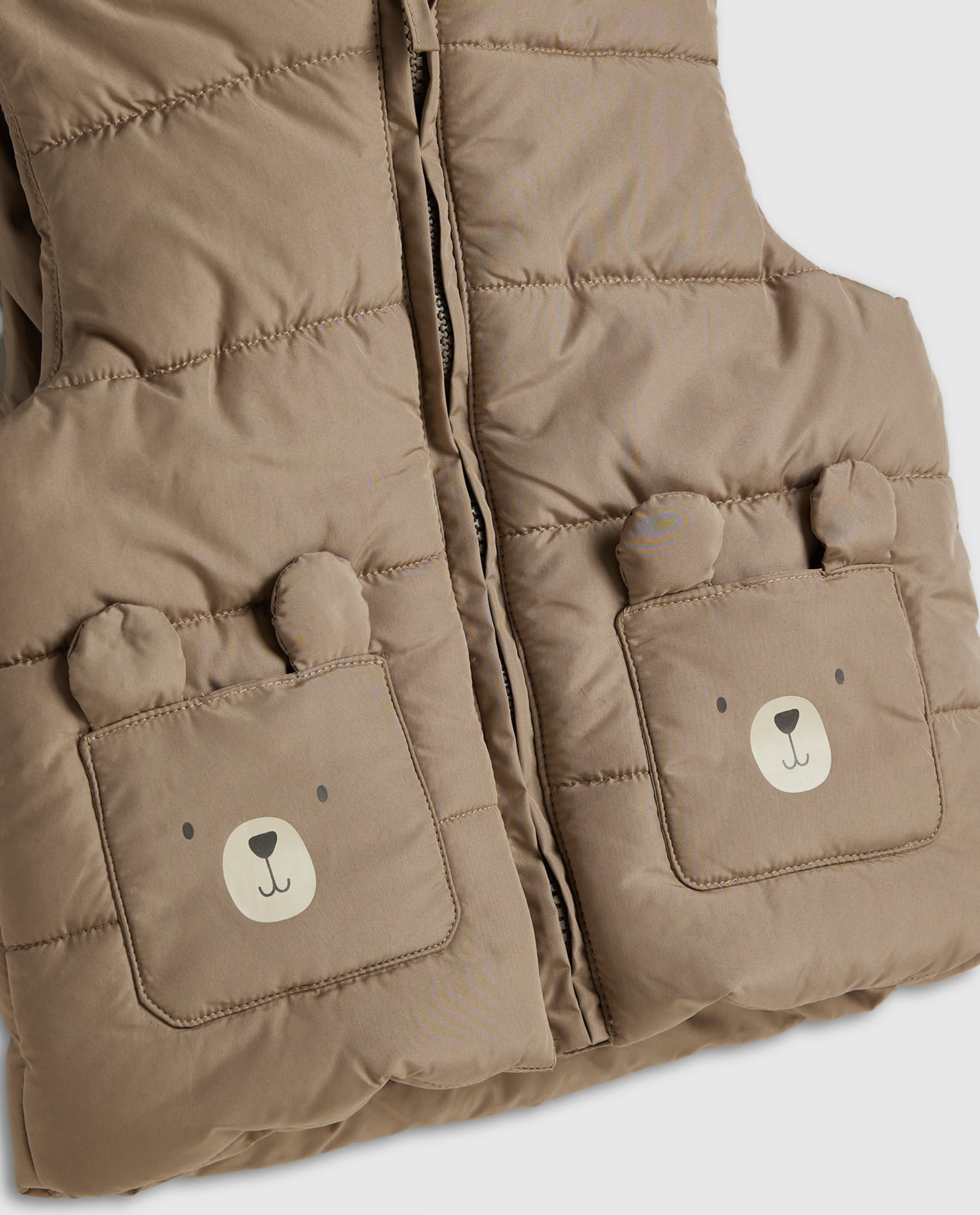 Quilted Hooded Gilet with Zipper Closure