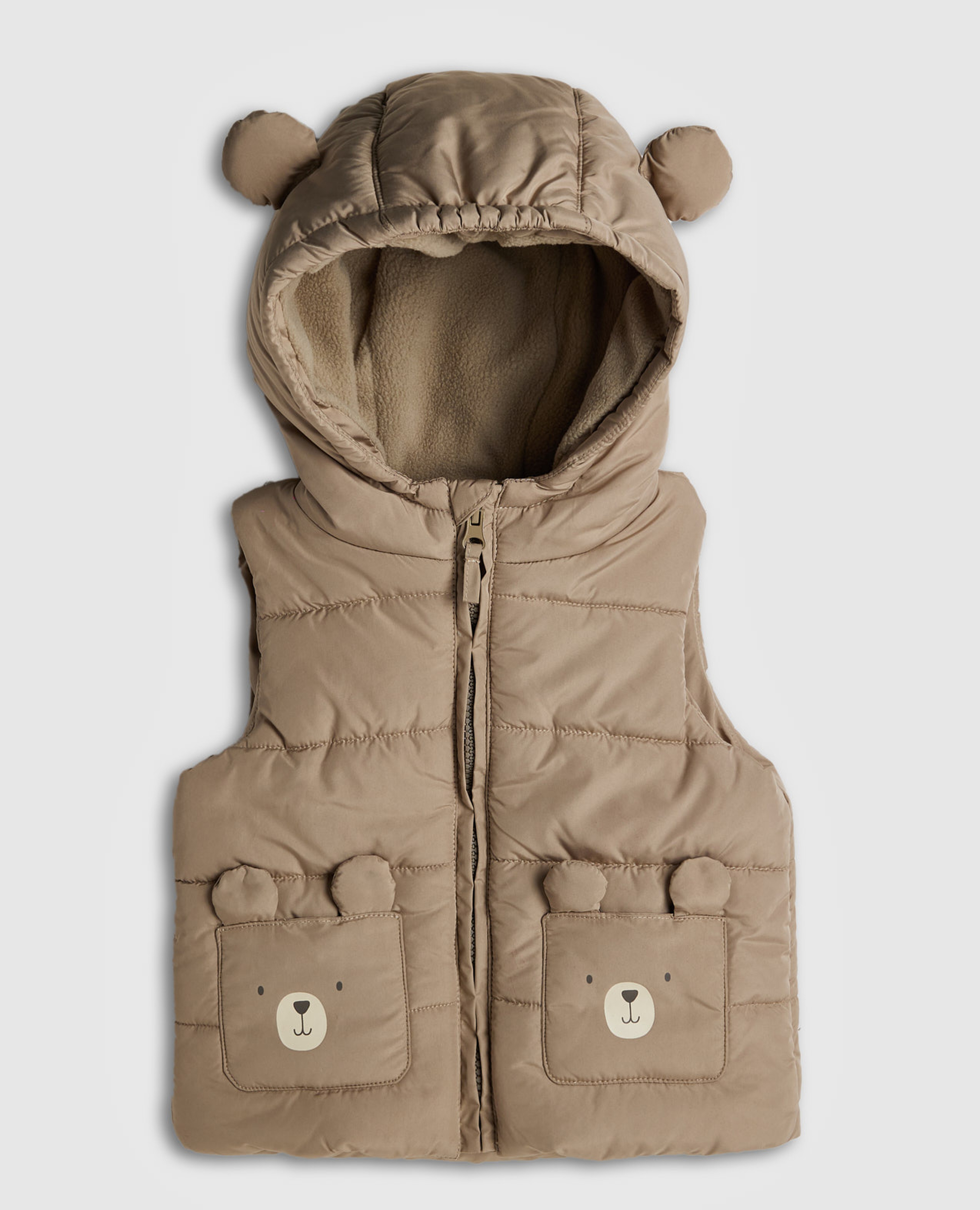 Quilted Hooded Gilet with Zipper Closure