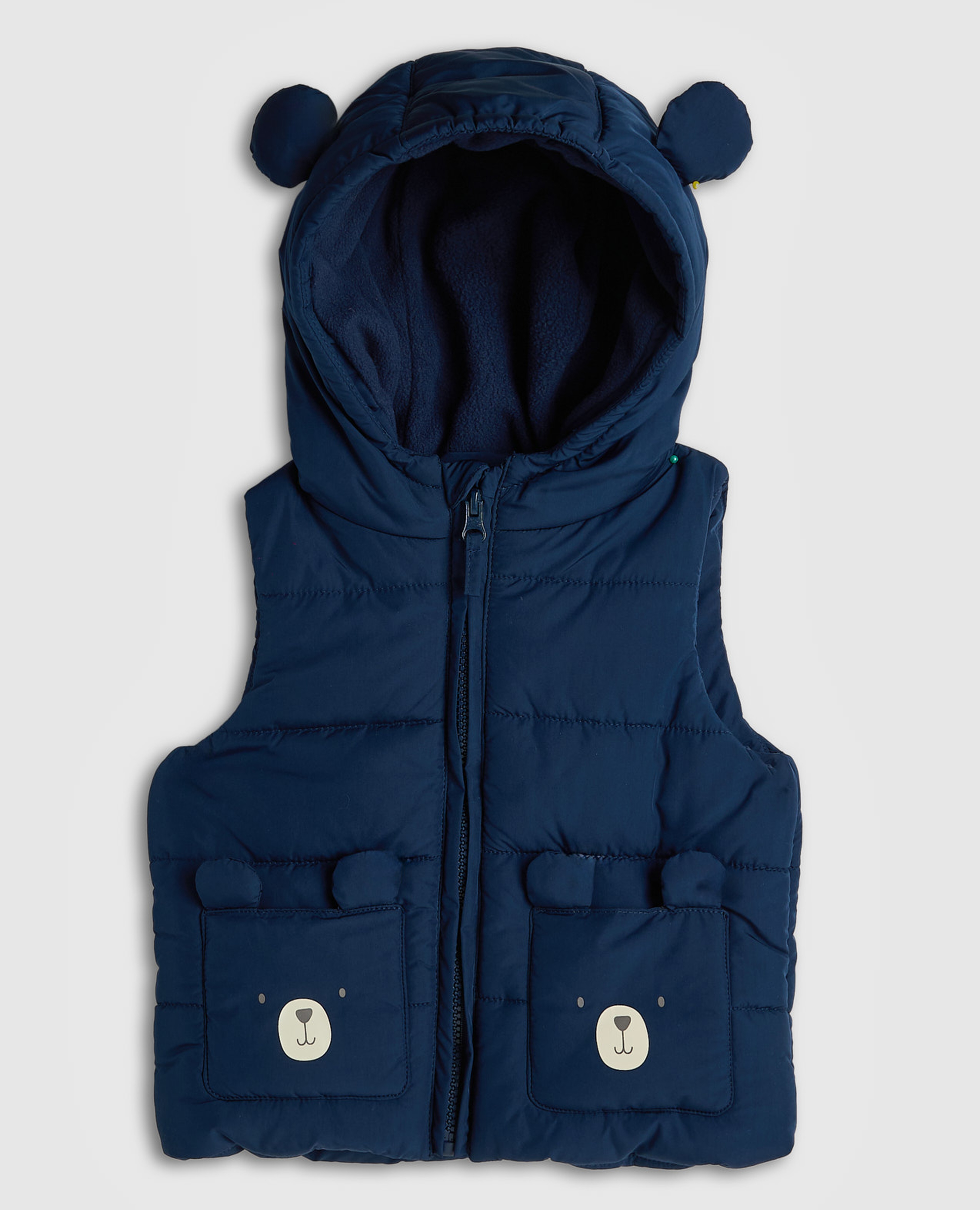 Quilted Hooded Gilet with Zipper Closure