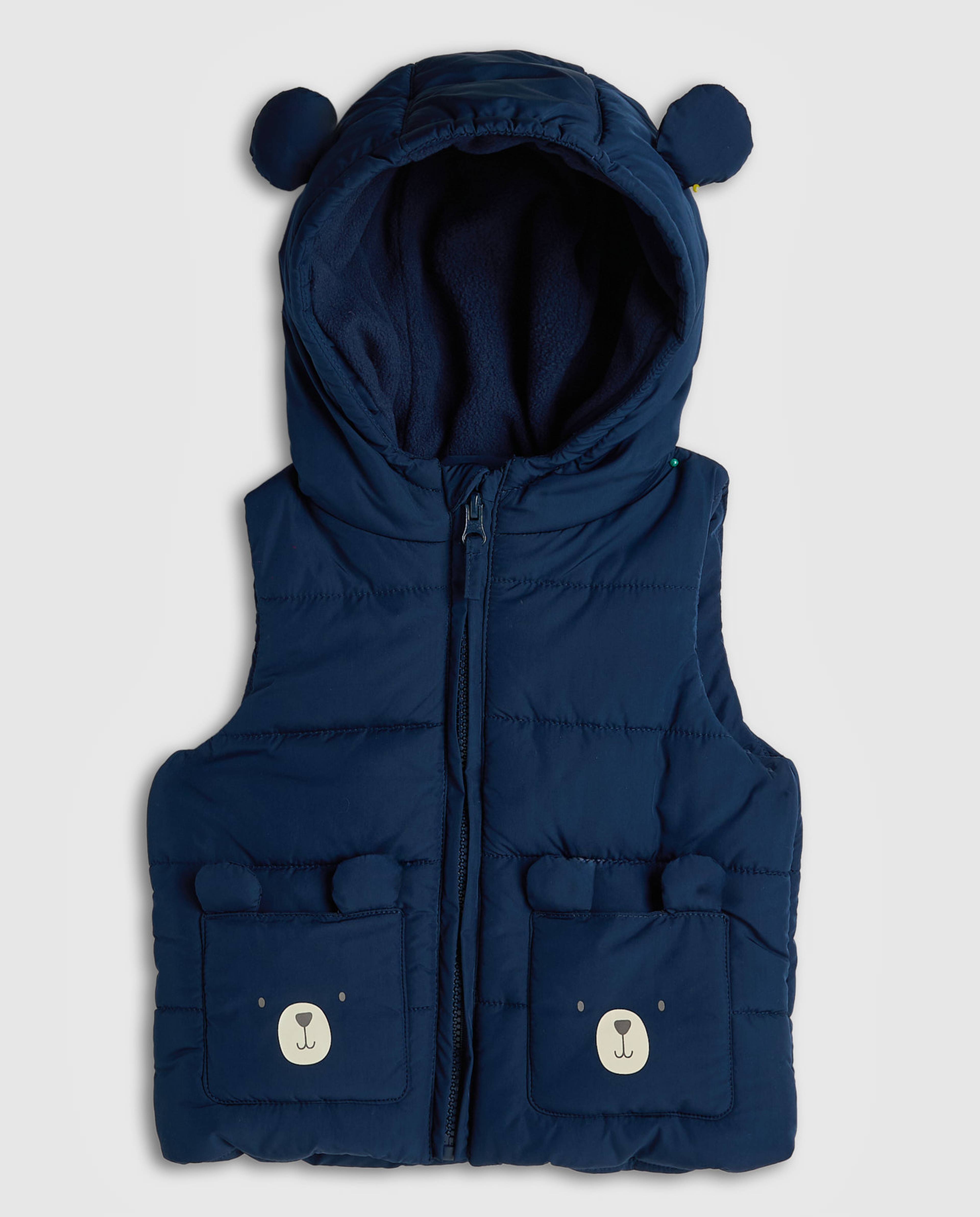 Quilted Hooded Gilet with Zipper Closure